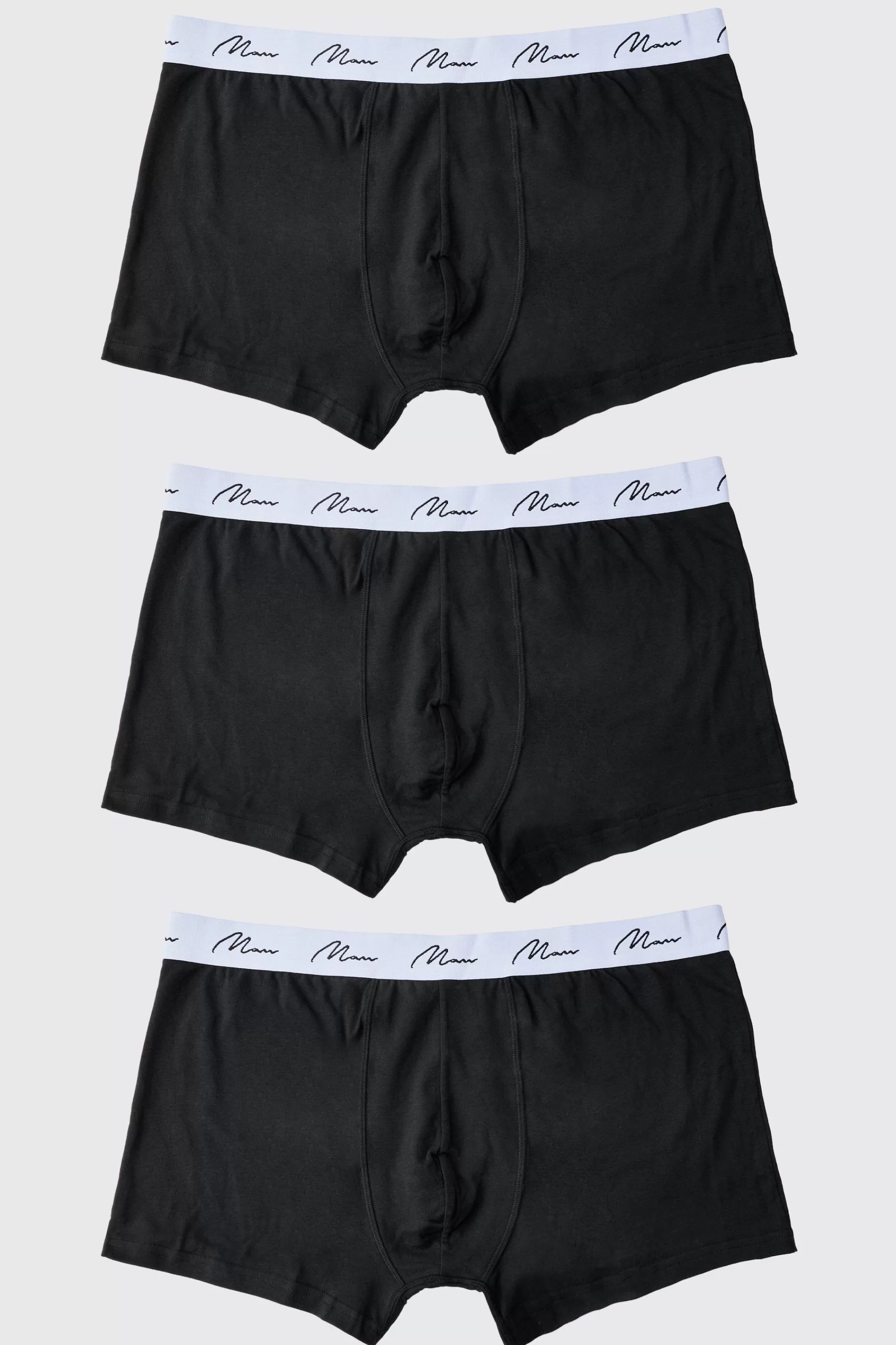 boohooMAN Plus 3 Pack Man Dash Mid Length Trunks | UK