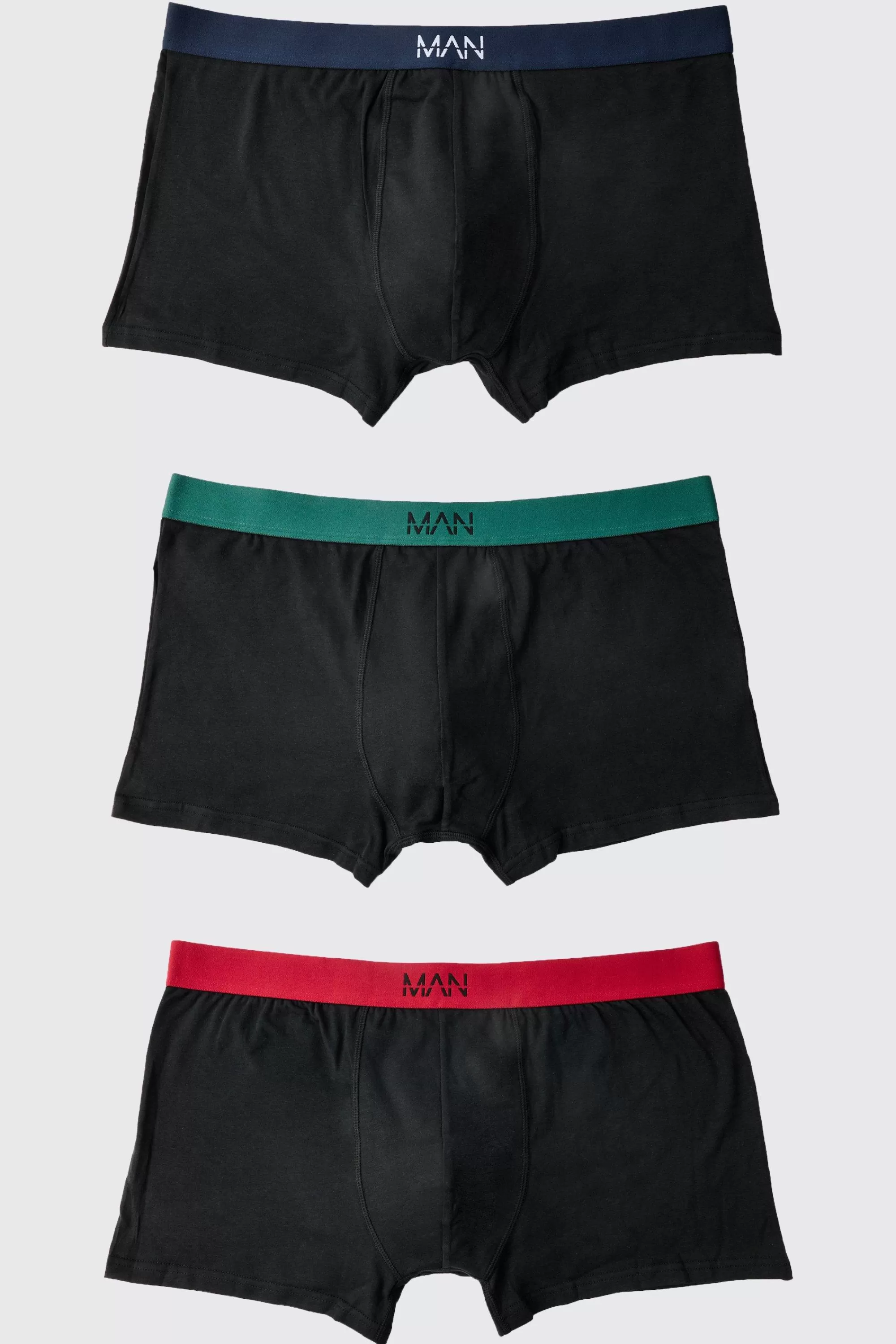 boohooMAN Plus 3 Pack Man Signature Trunks | UK