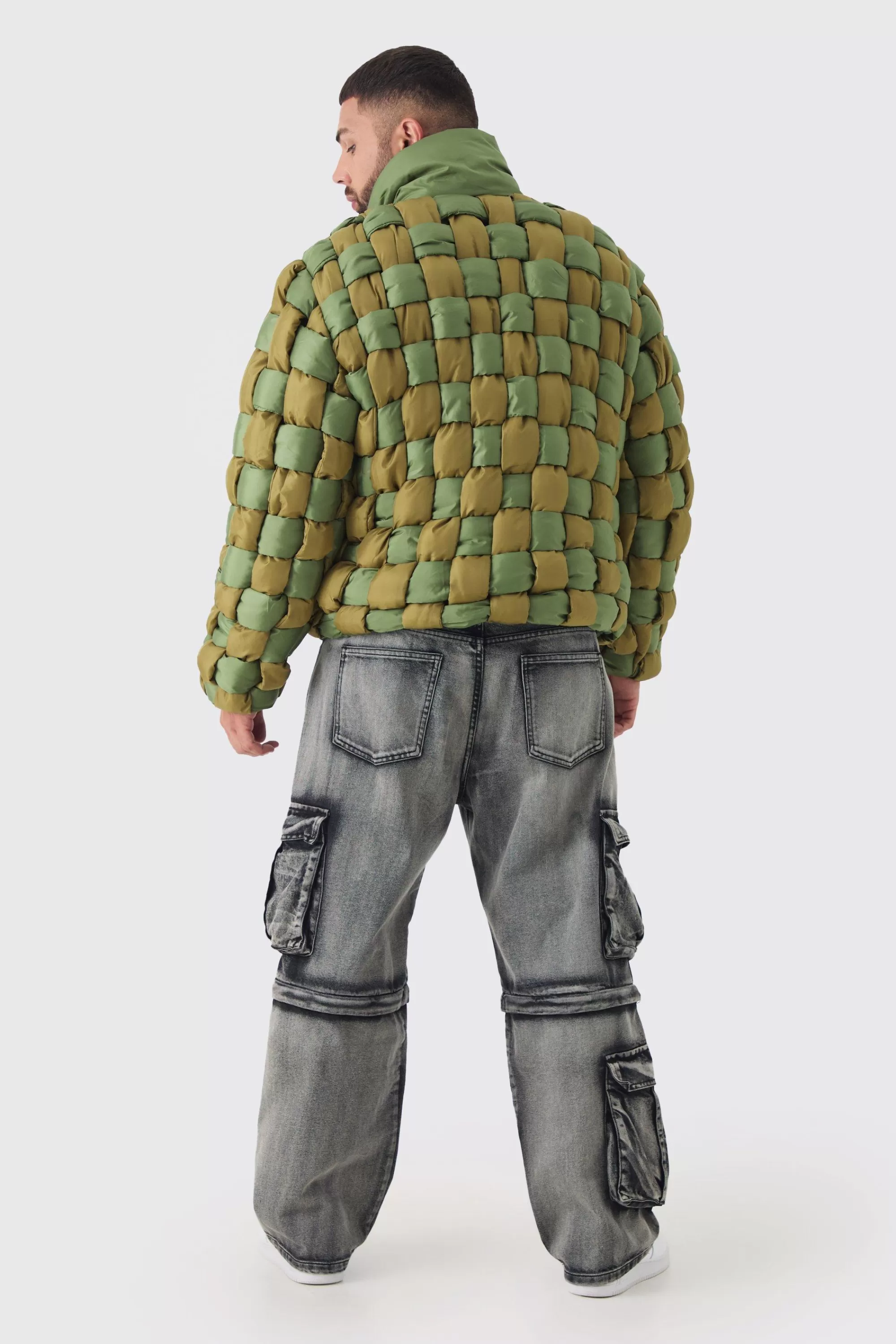 boohooMAN Plus Contrast Hand Weft Padded Puffer Jacket In | UK