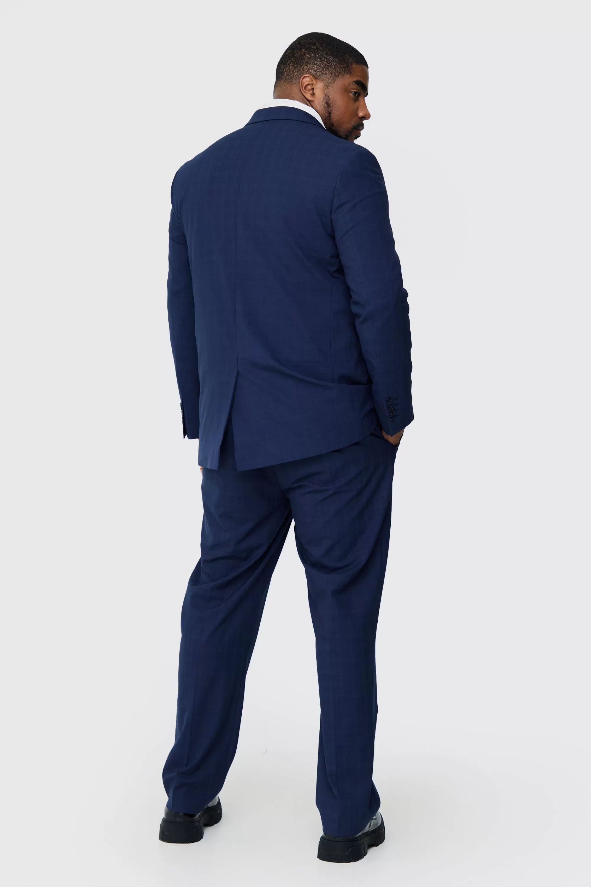 boohooMAN Plus Check Regular Fit Suit Trouser | UK