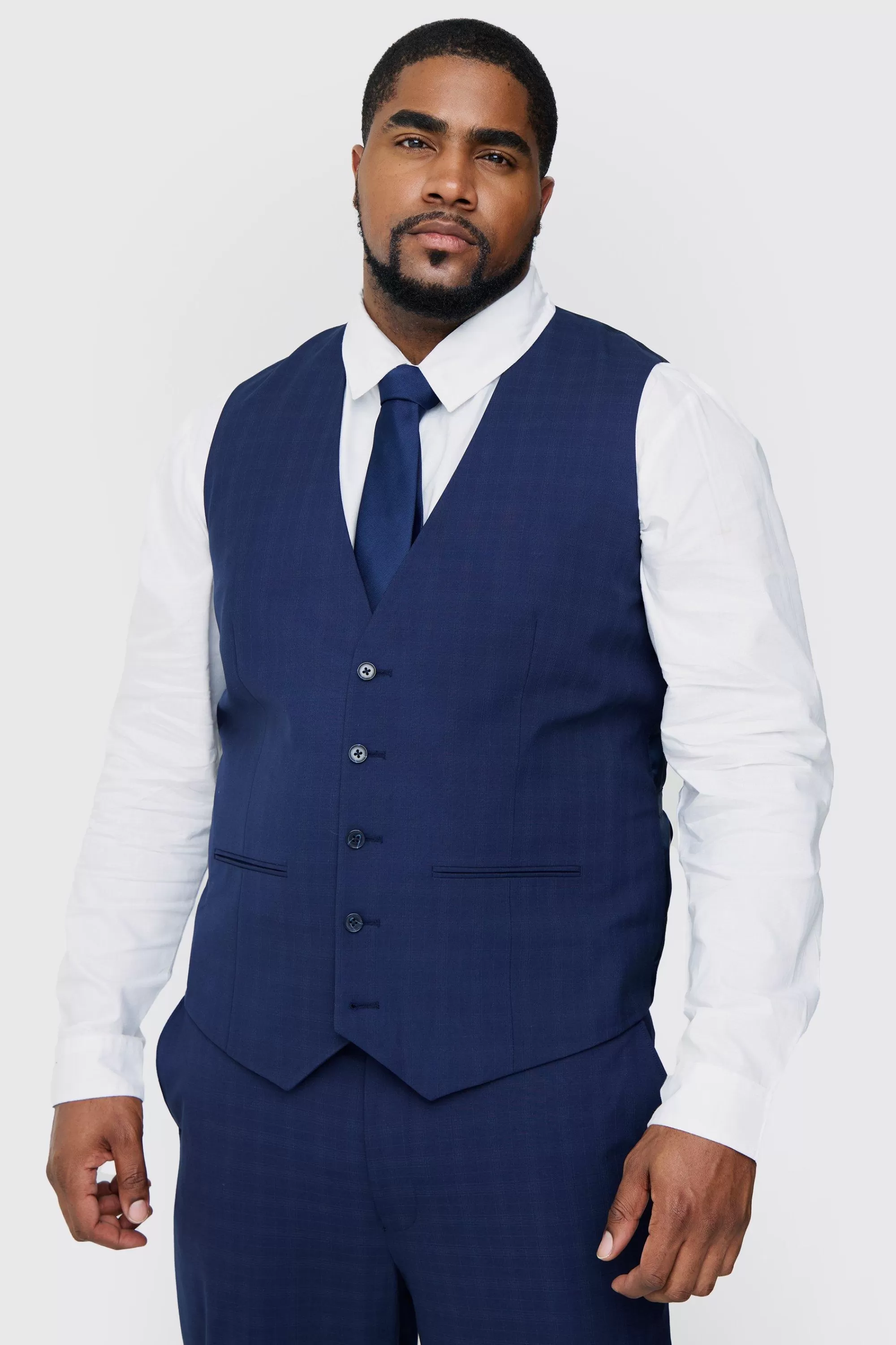boohooMAN Plus Check Waistcoat | UK