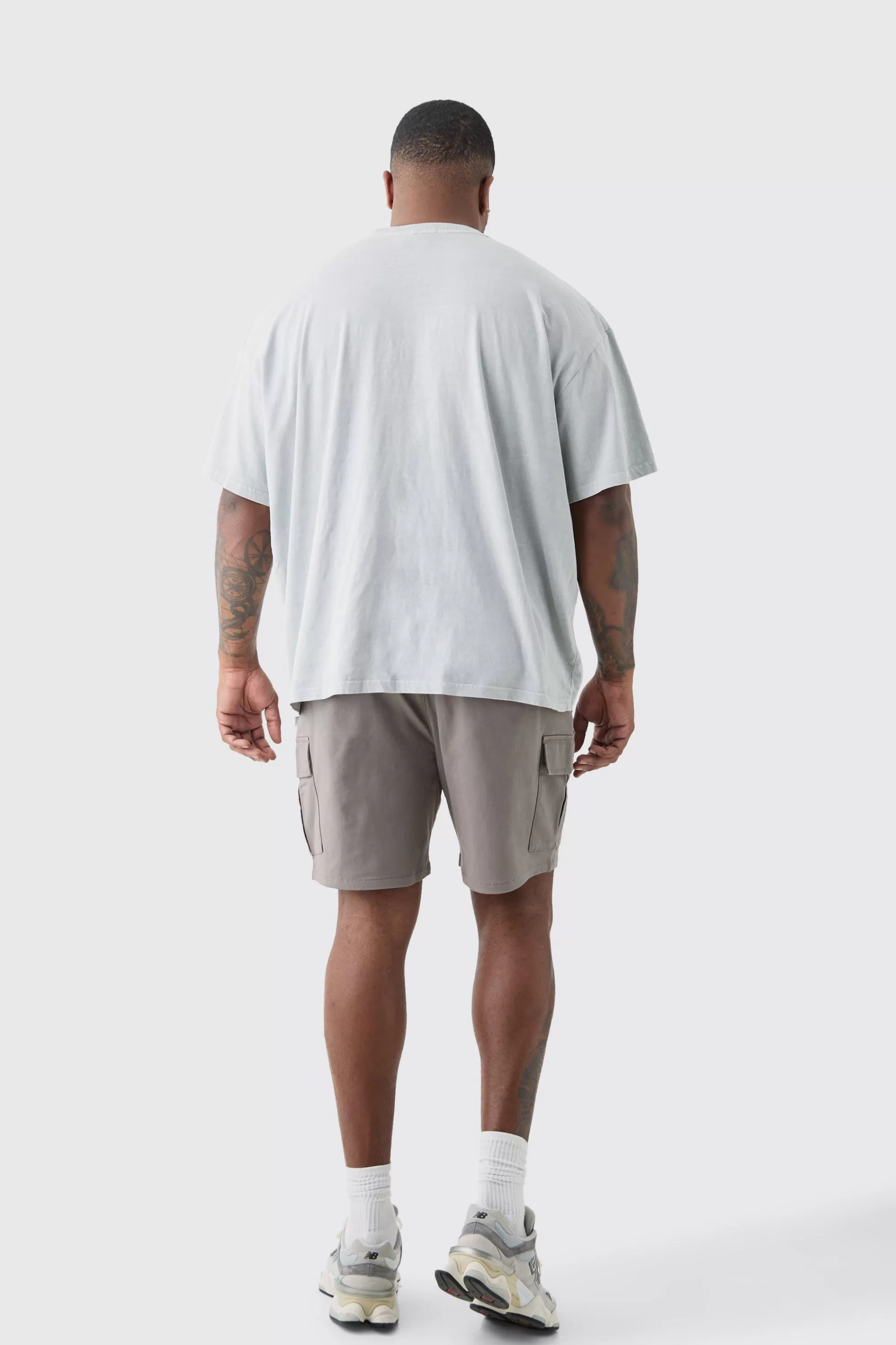boohooMAN Plus Elasticated Waist Slim Fit Cargo Shorts | UK
