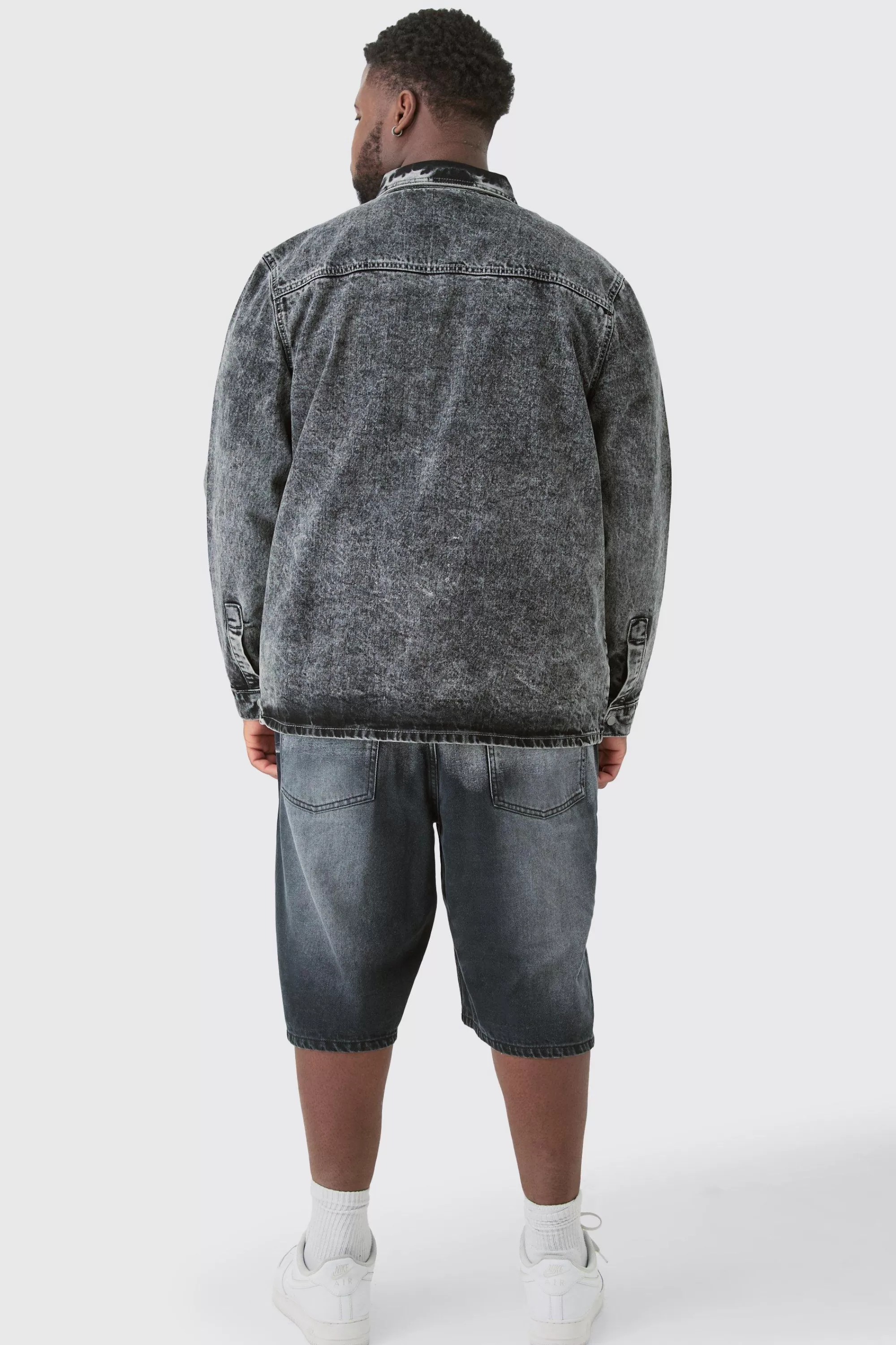 boohooMAN Plus Wash Carpenter Style Denim Shirt | UK