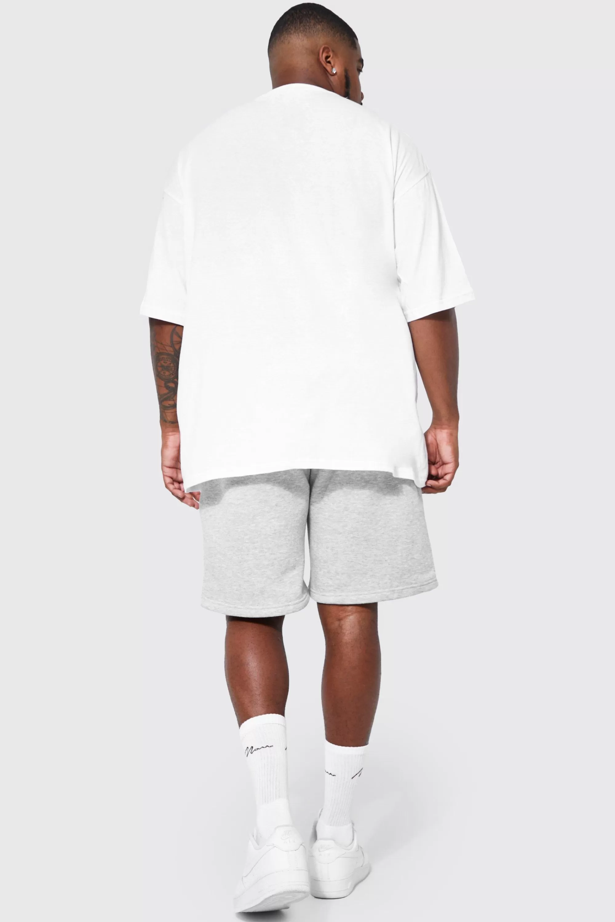 boohooMAN Plus Jersey Shorts With Man Drawcords | UK