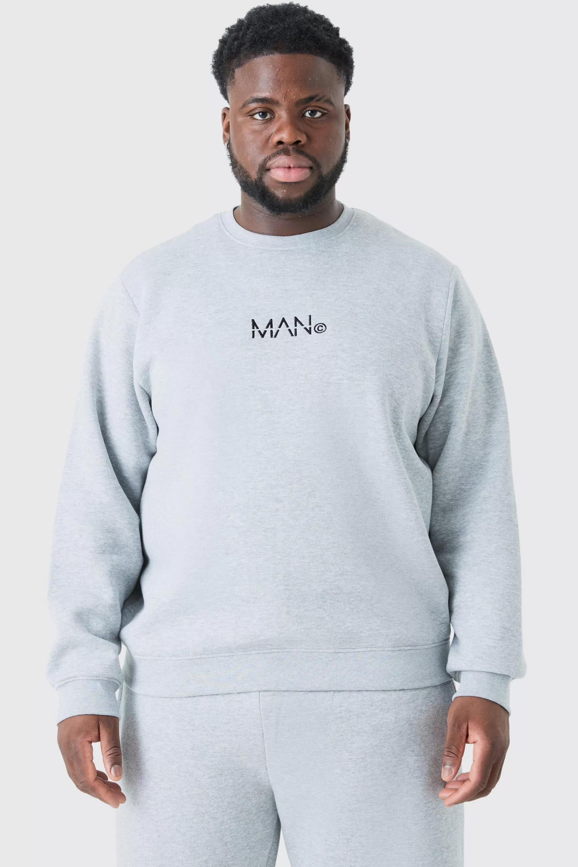 boohooMAN Plus Man Dash Crew Neck Sweatshirt In | UK