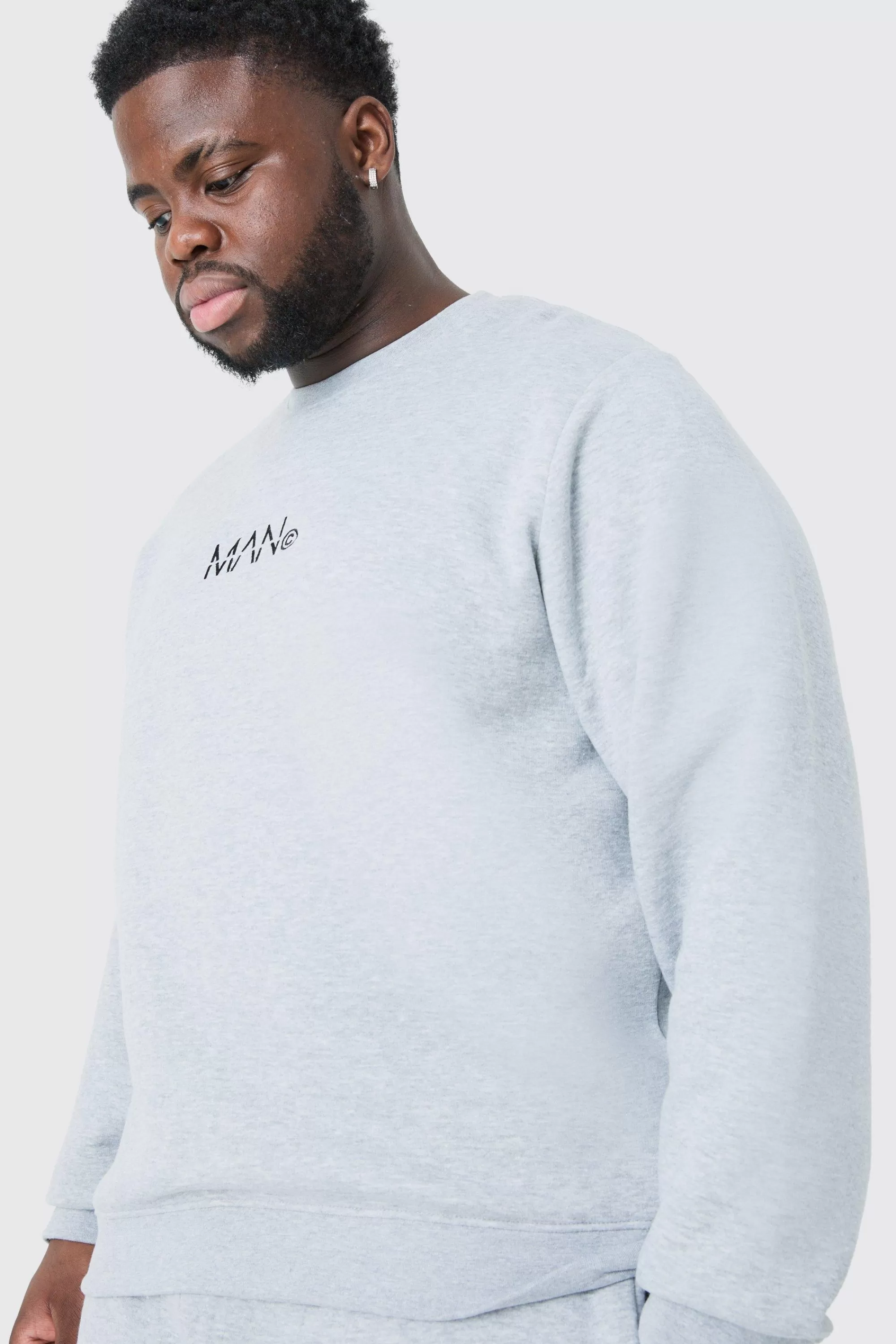 boohooMAN Plus Man Dash Crew Neck Sweatshirt In | UK
