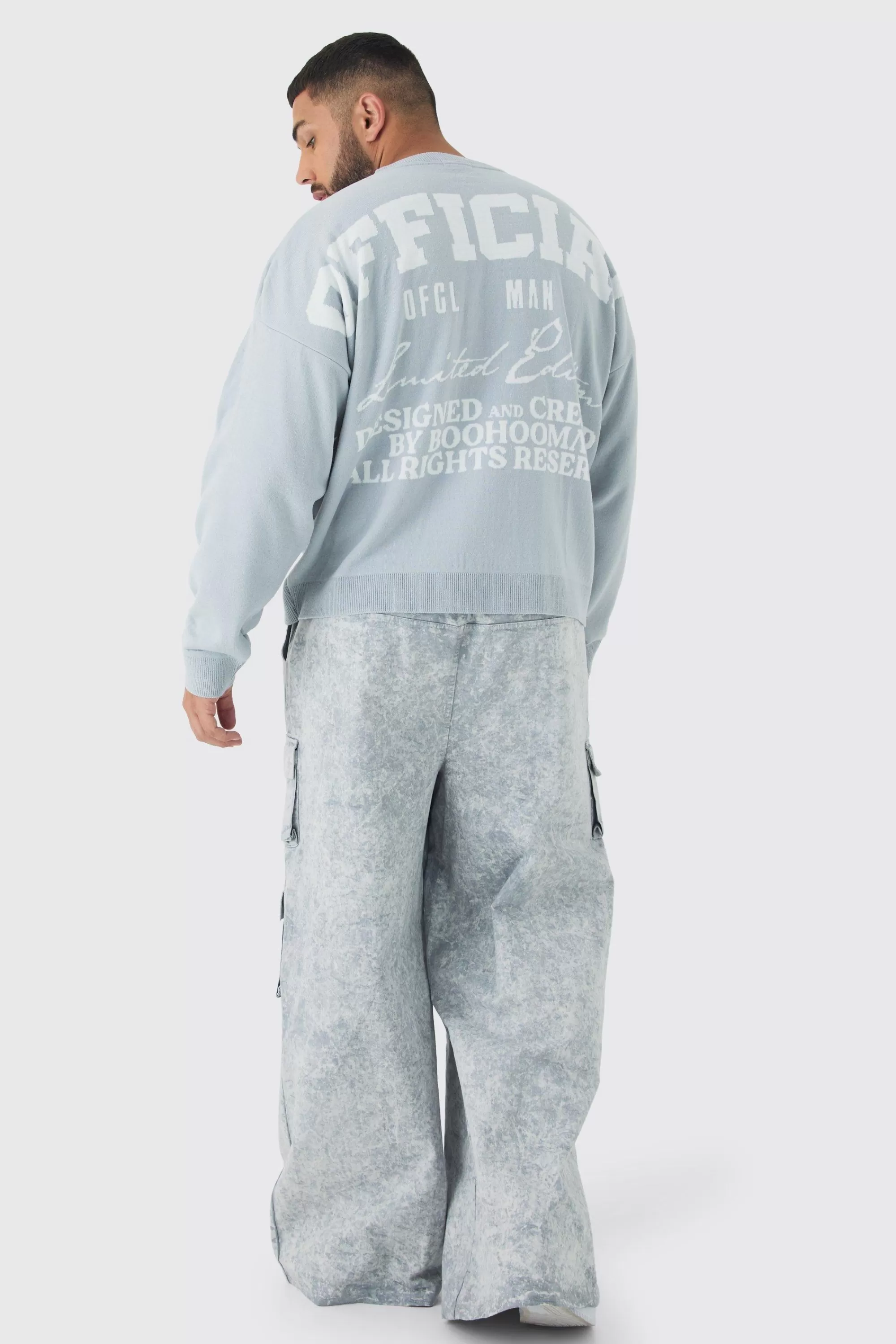 boohooMAN Plus Official Varsity Knitted Sweatshirt | UK