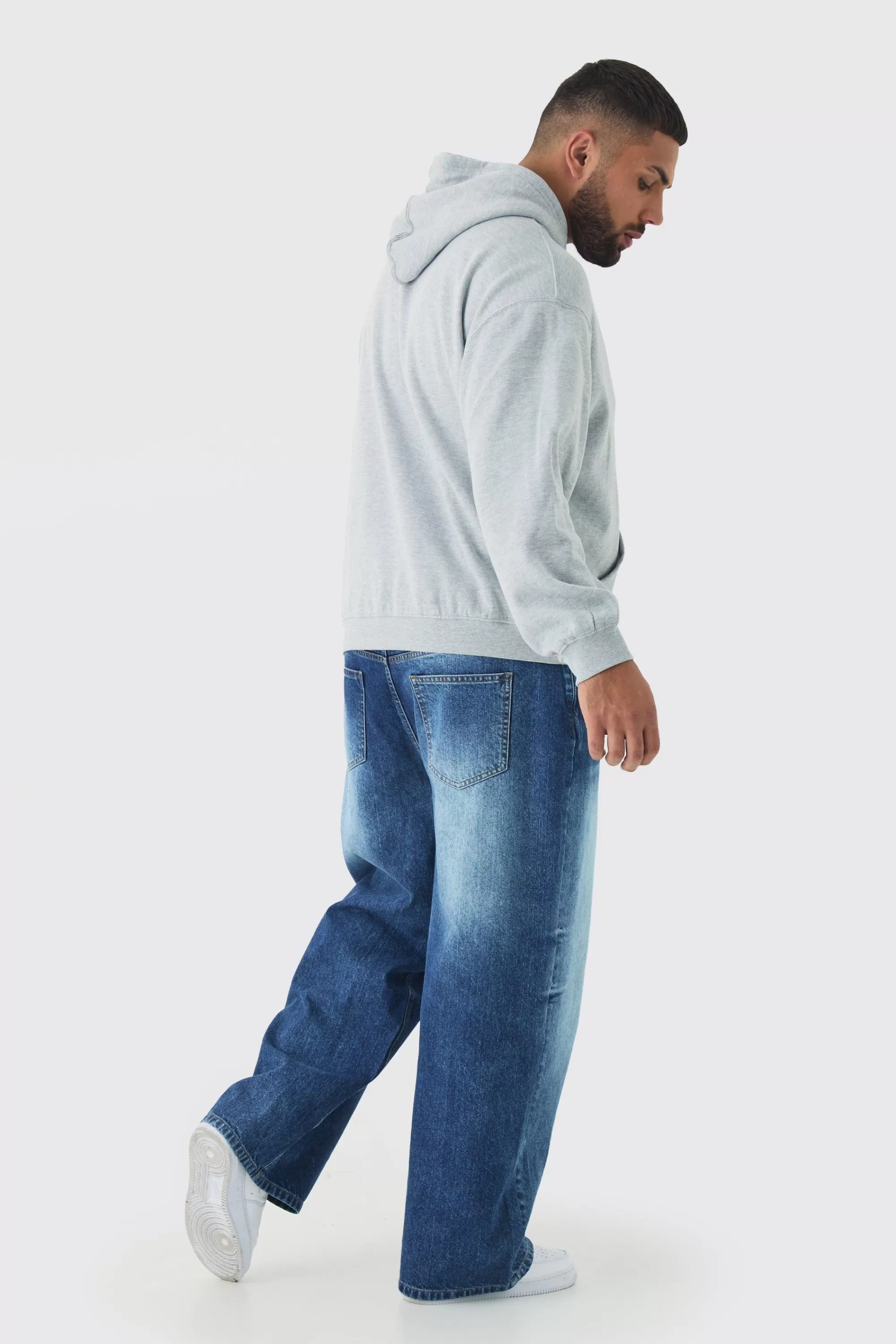 boohooMAN Plus Oversized Nirvana Face License Print Hoodie | UK
