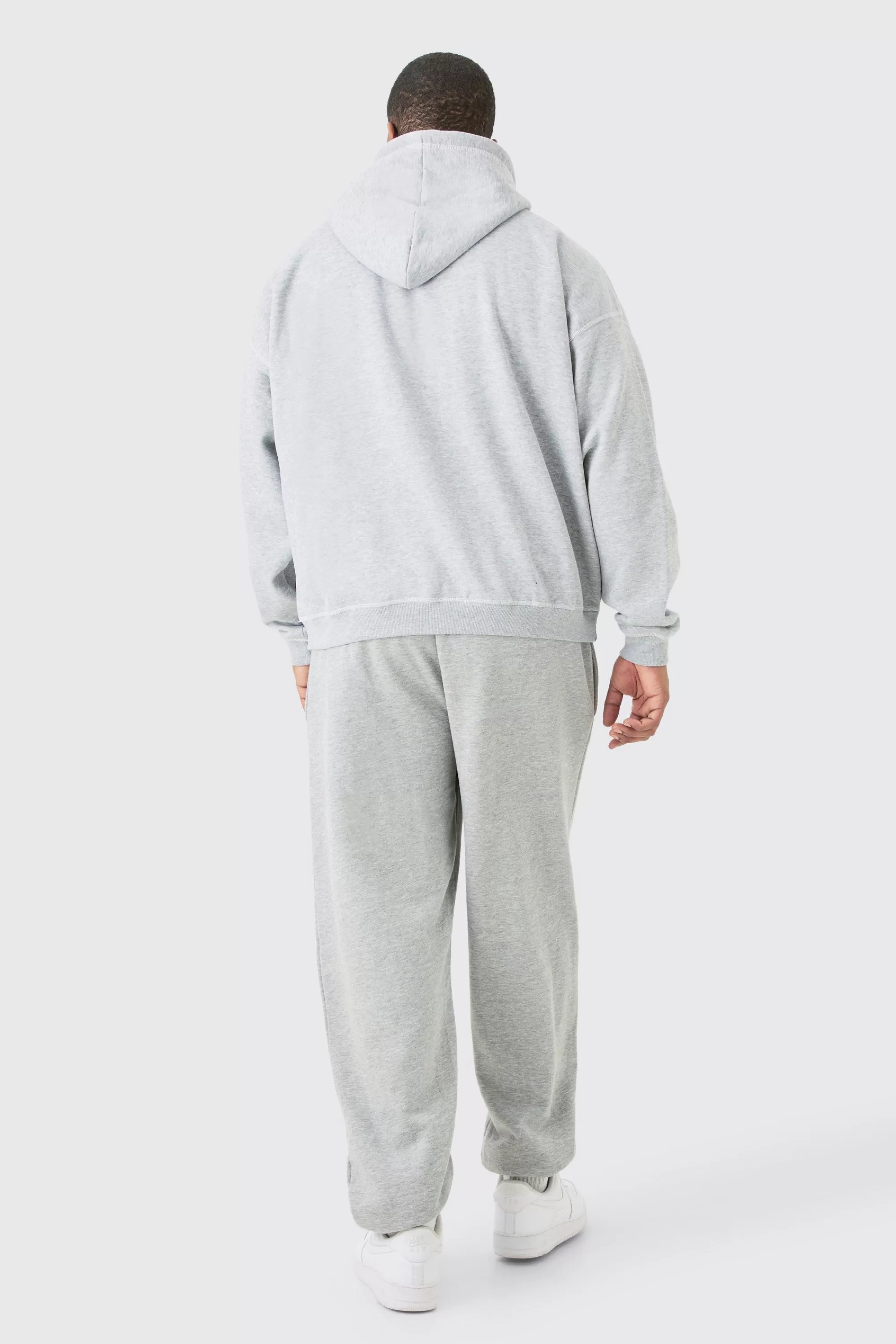 boohooMAN Plus Oversized Plush Boxy Drop Shoulder Printed Hoodie | UK