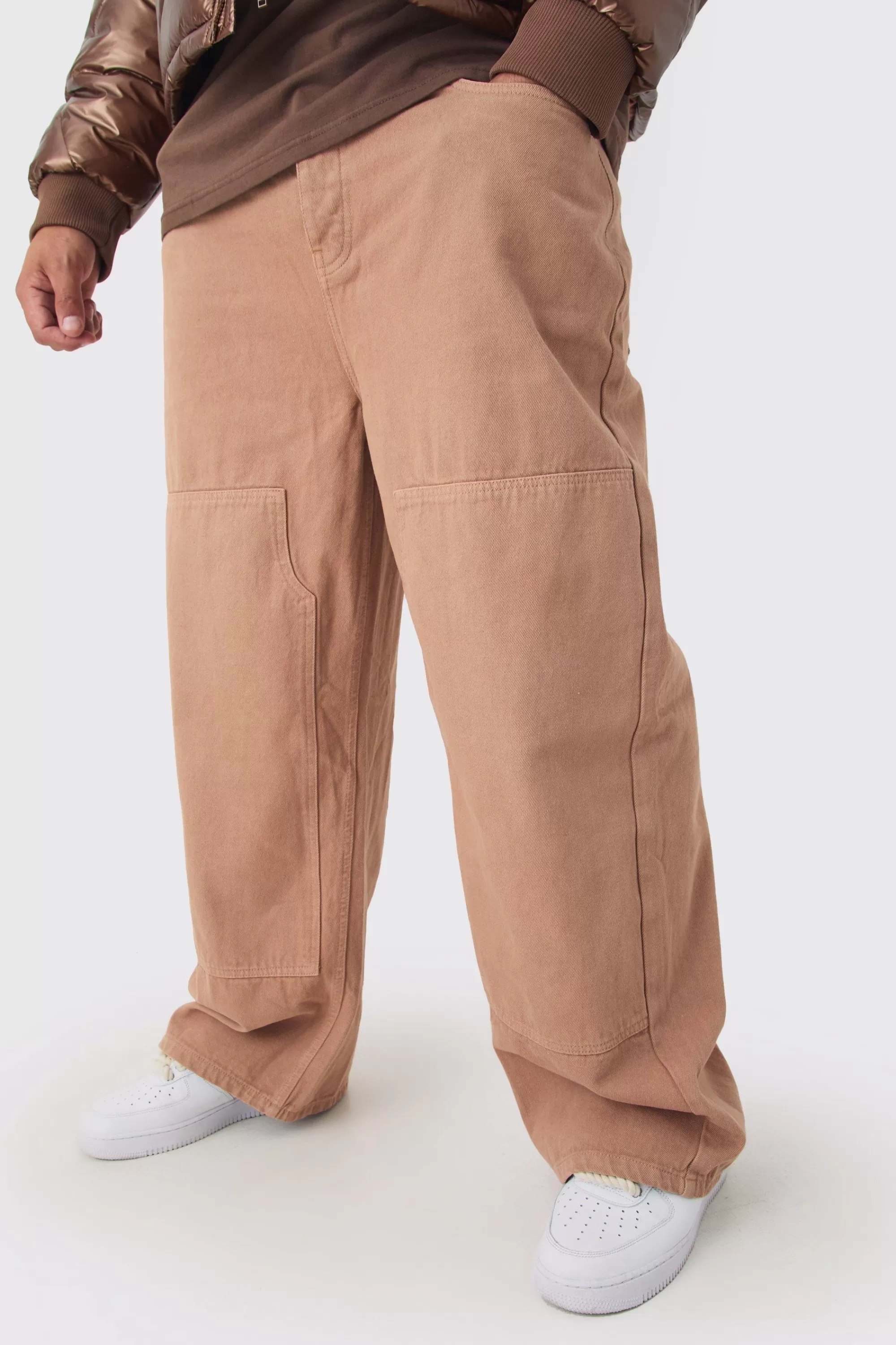 boohooMAN Plus Relaxed Rigid Overdyed Carpenter Jeans | UK