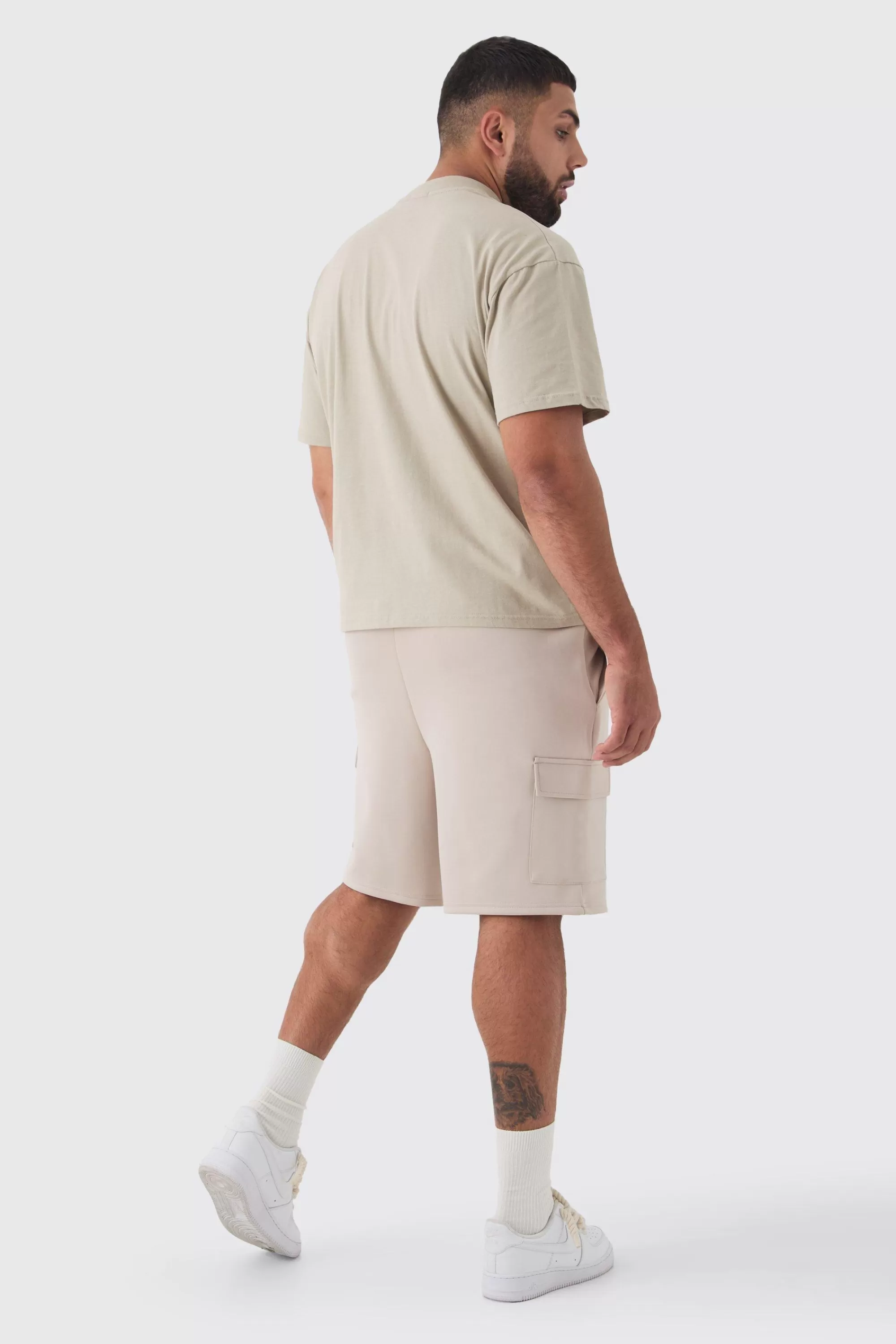 boohooMAN Plus Scuba Relaxed Cargo Shorts | UK