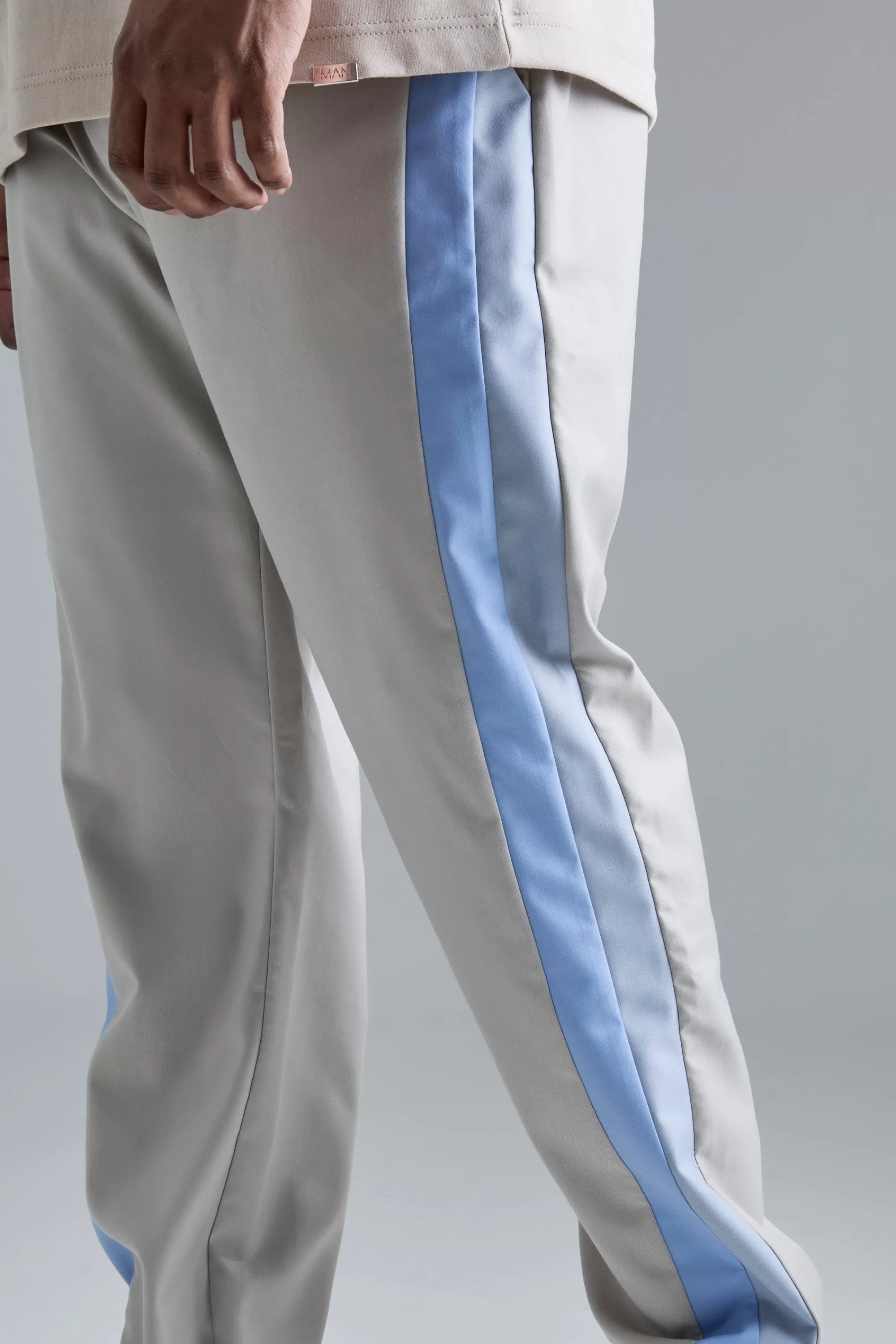boohooMAN Plus Skinny Fit Colour Block Panel Suit Trouser | UK