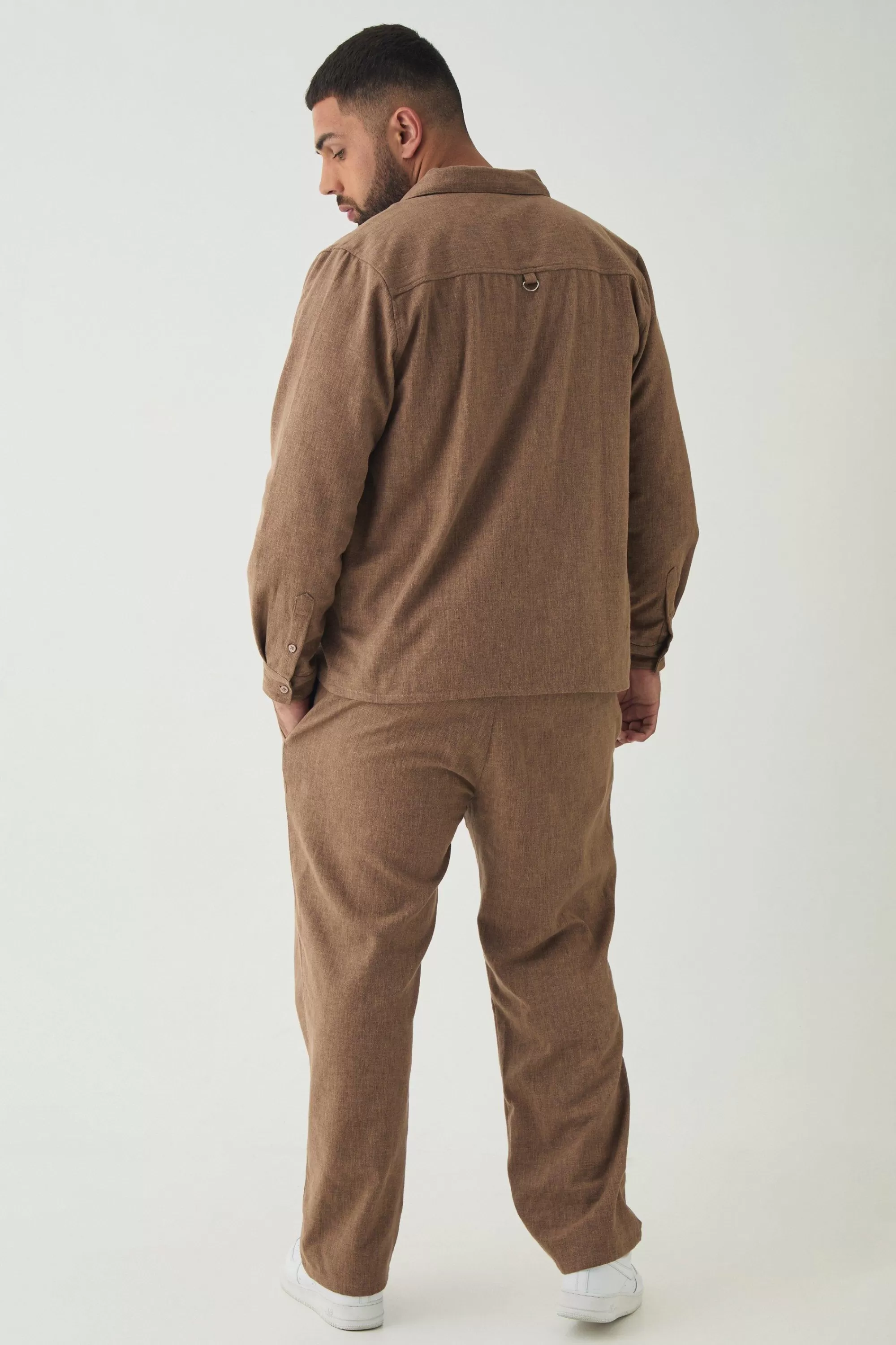 boohooMAN Plus Smart Straight Leg Trouser Set In | UK
