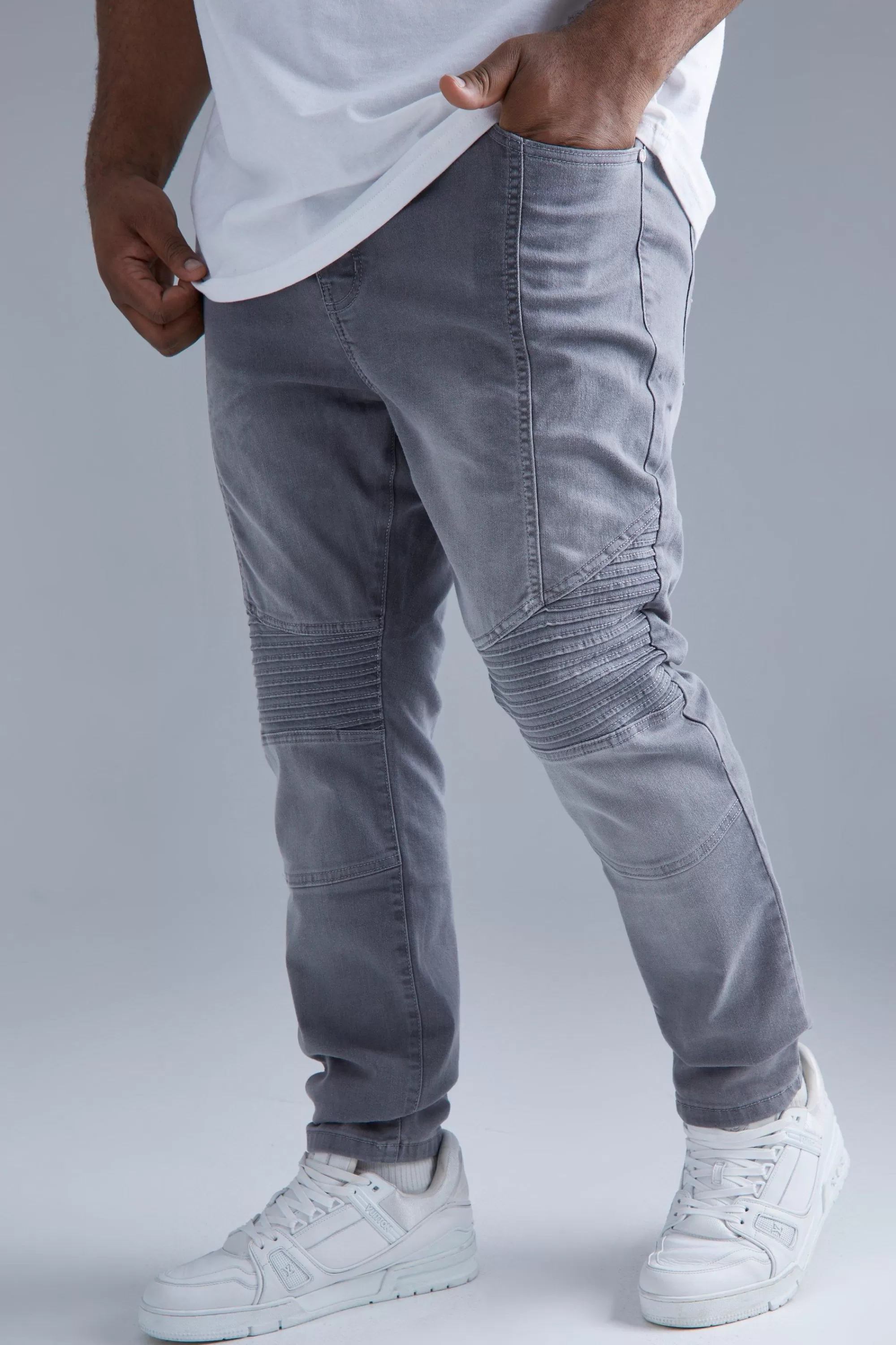 boohooMAN Plus Stretch Skinny Fit Biker Jean | UK