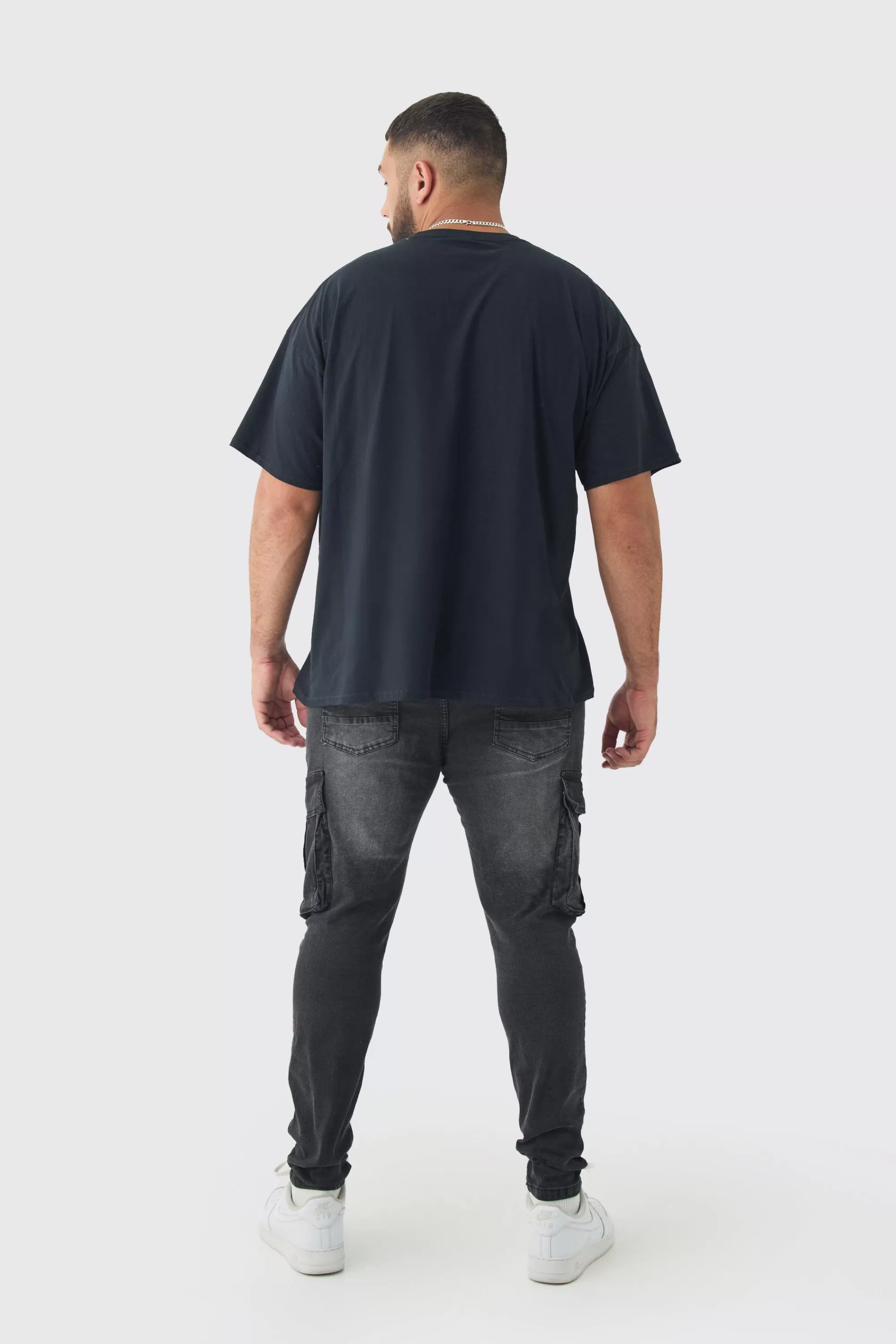 boohooMAN Plus Stretch Skinny Fit Cargo Jean | UK
