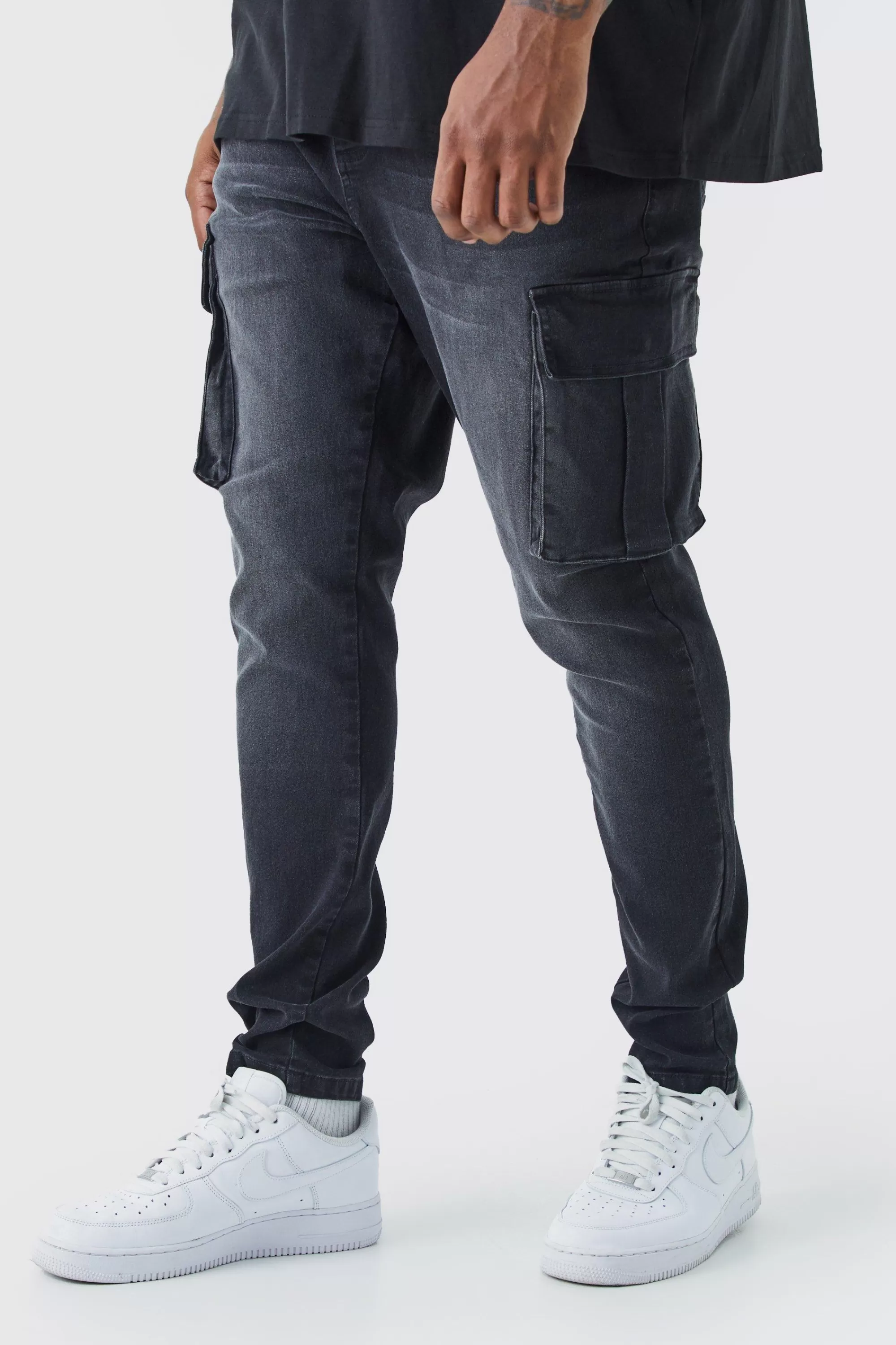 boohooMAN Plus Super Skinny Cargo Jeans | UK
