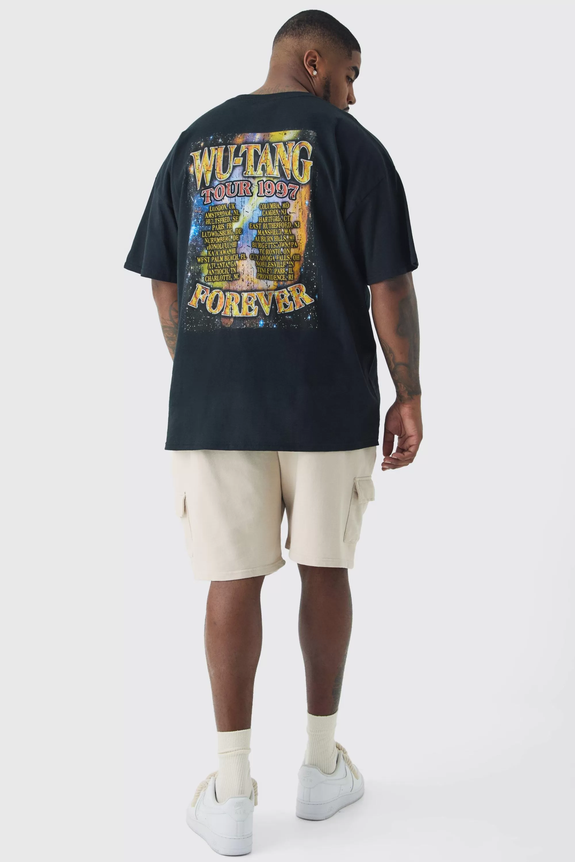 boohooMAN Plus Washed Relaxed Jersey Cargo Shorts | UK
