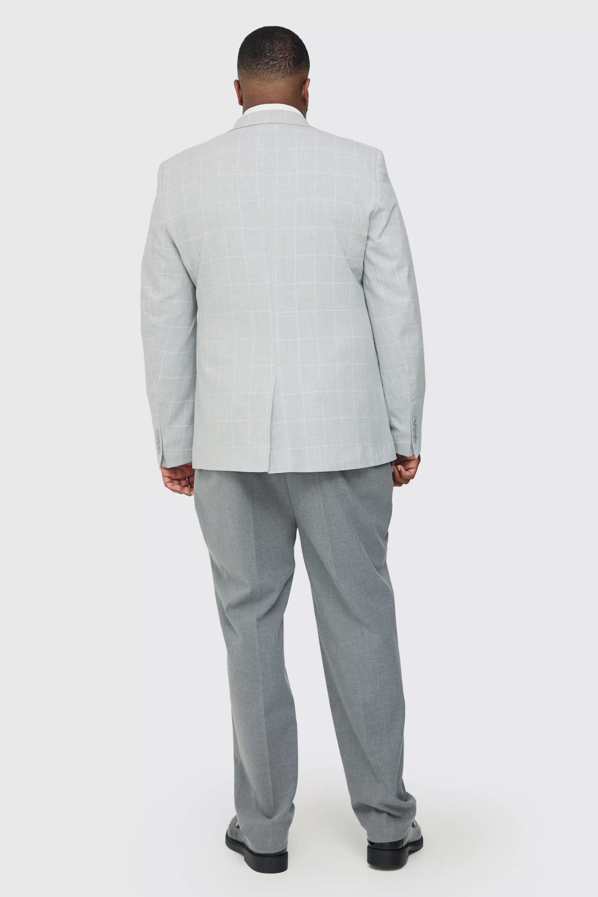 boohooMAN Plus Window Pane Check Skinny Fit Blazer | UK