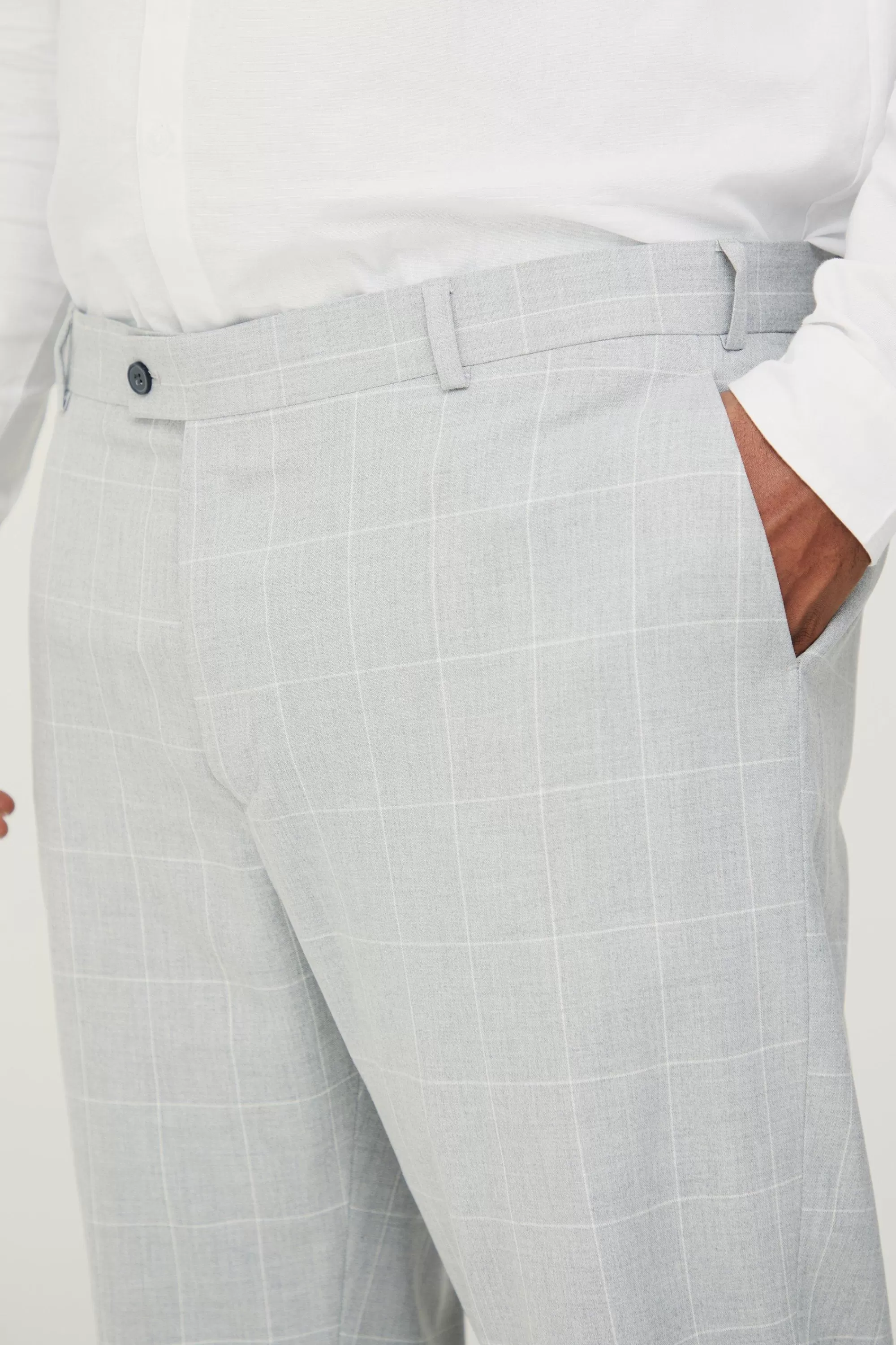 boohooMAN Plus Window Pane Check Skinny Fit Suit In | UK