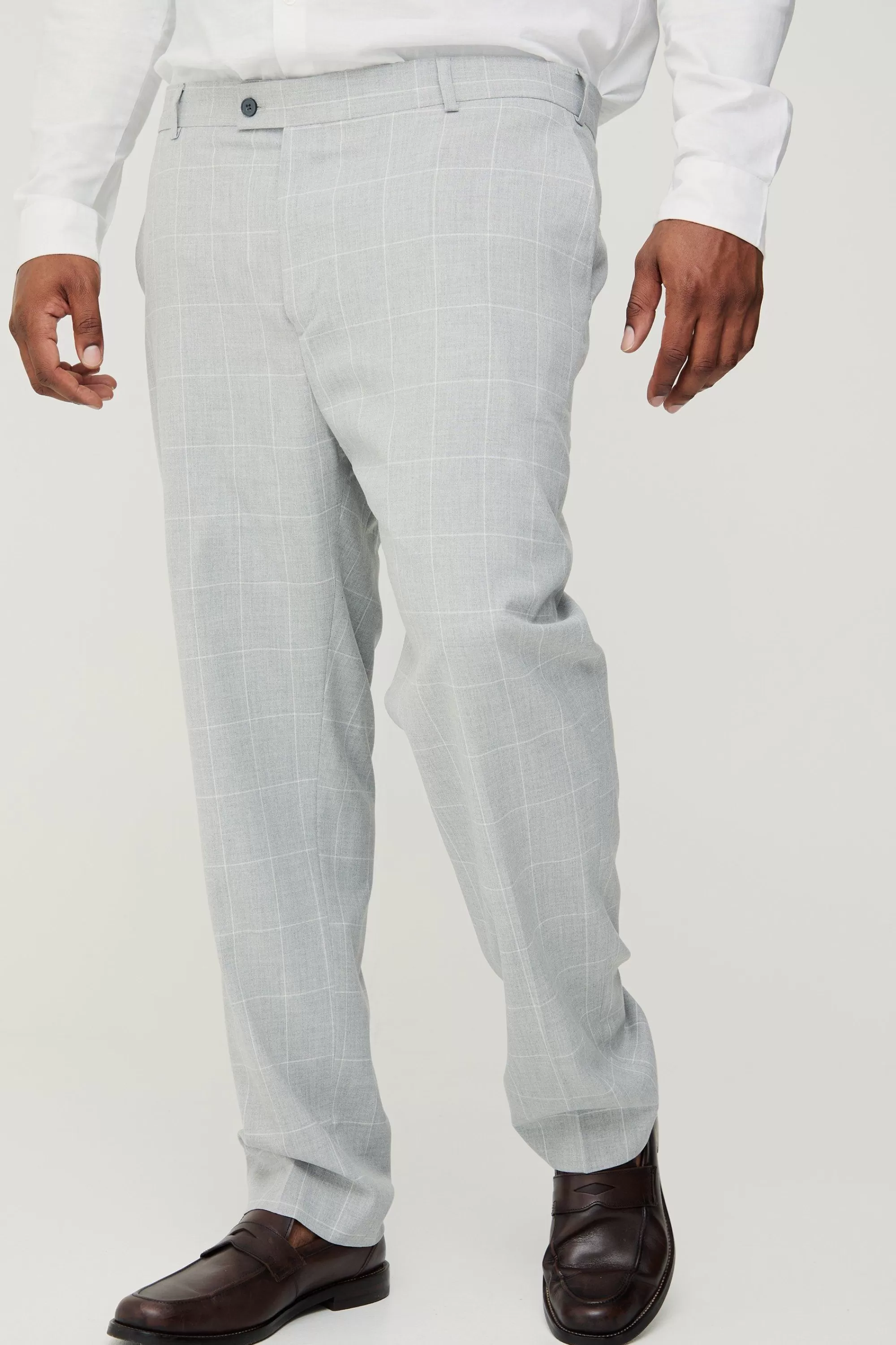 boohooMAN Plus Window Pane Check Skinny Fit Trousers | UK