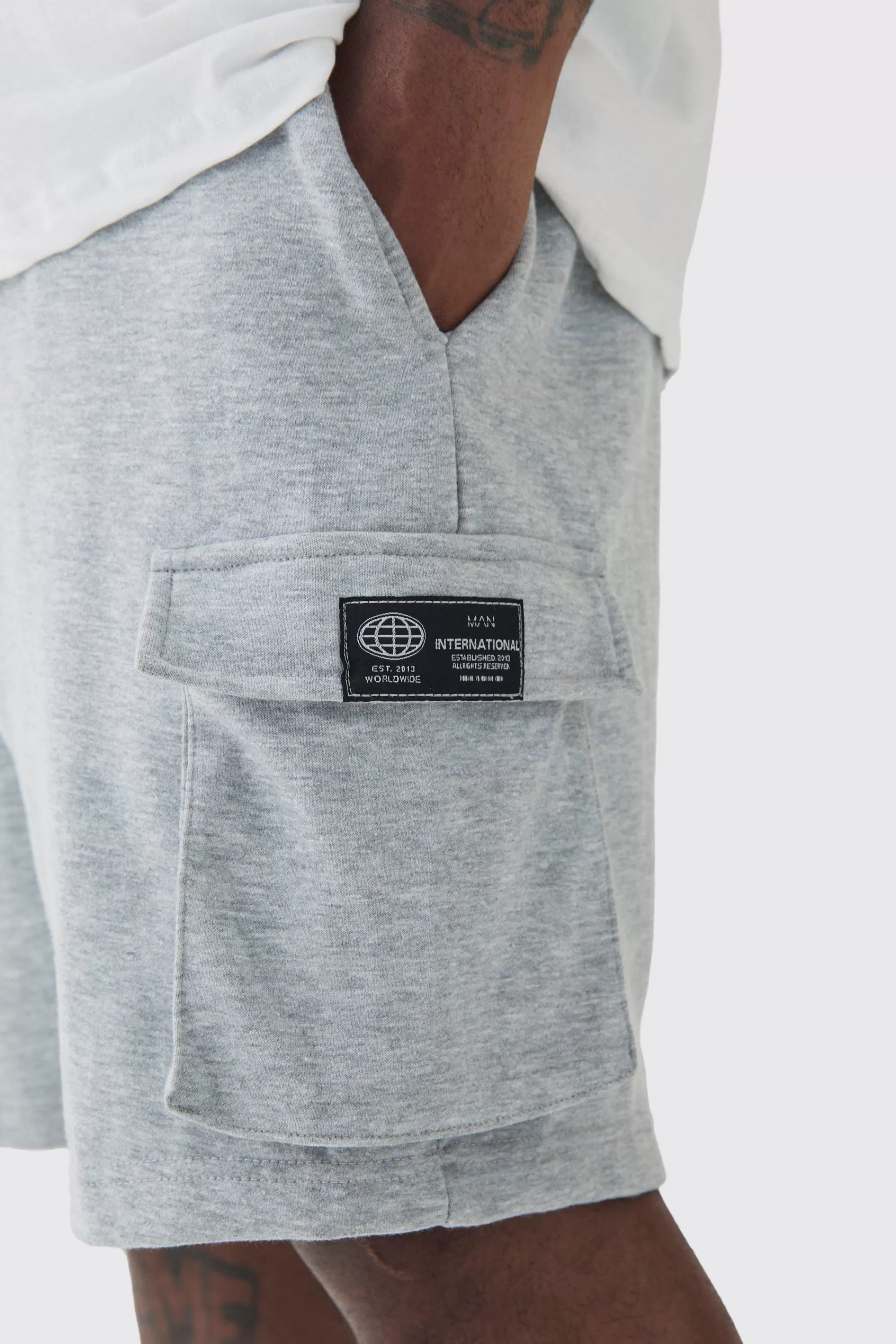 boohooMAN Plus Woven Tab Relaxed Fit Cargo Shorts | UK