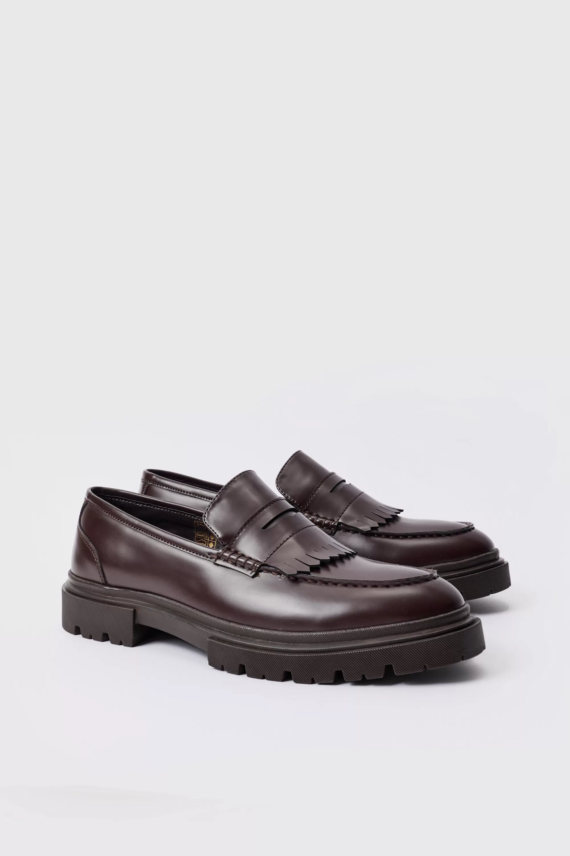 boohooMAN Pu Chunky Sole Tassel Loafer In | UK