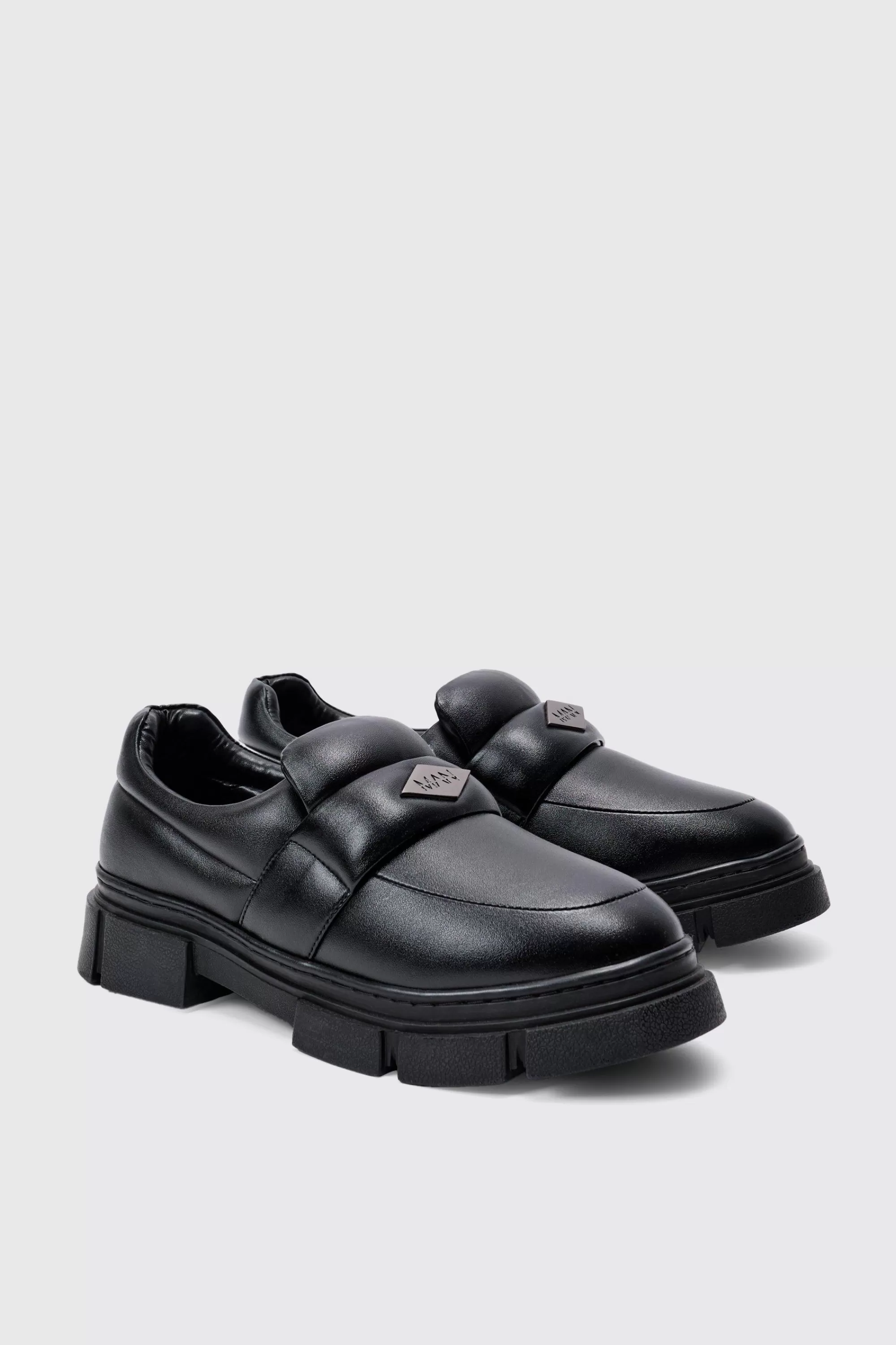 boohooMAN PU Padded Slip On Loafer In | UK