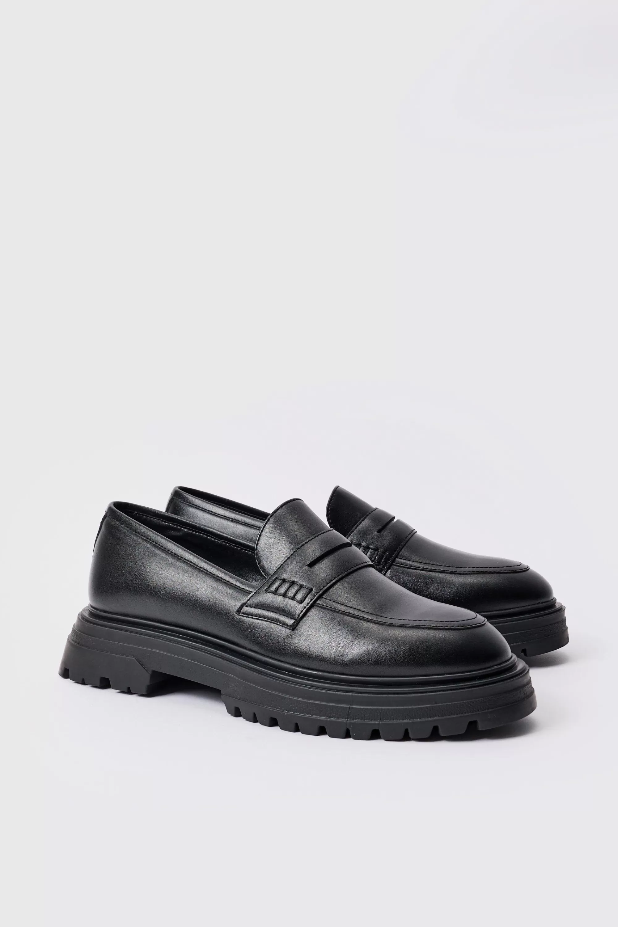 boohooMAN PU Slip On Chunky Loafer In | UK