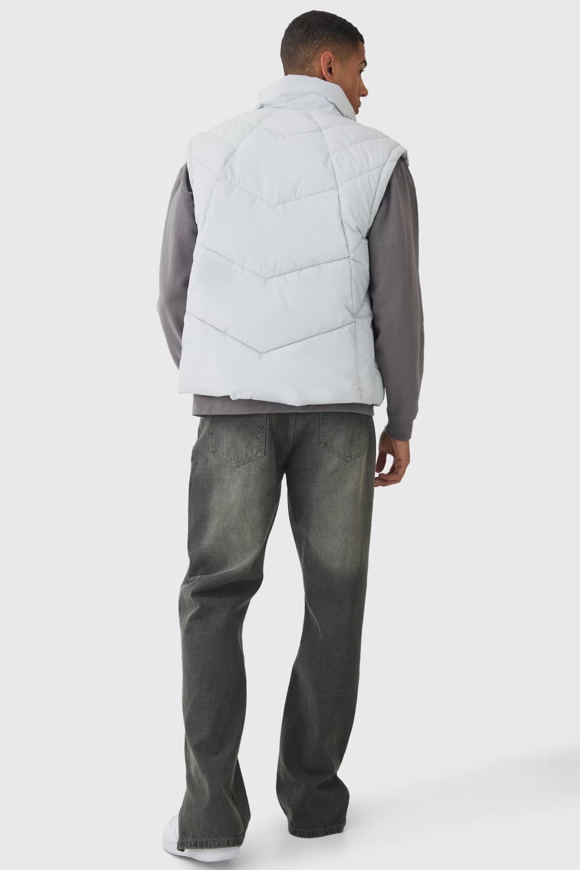 boohooMAN Quilted Funnel Neck Gilet In | UK