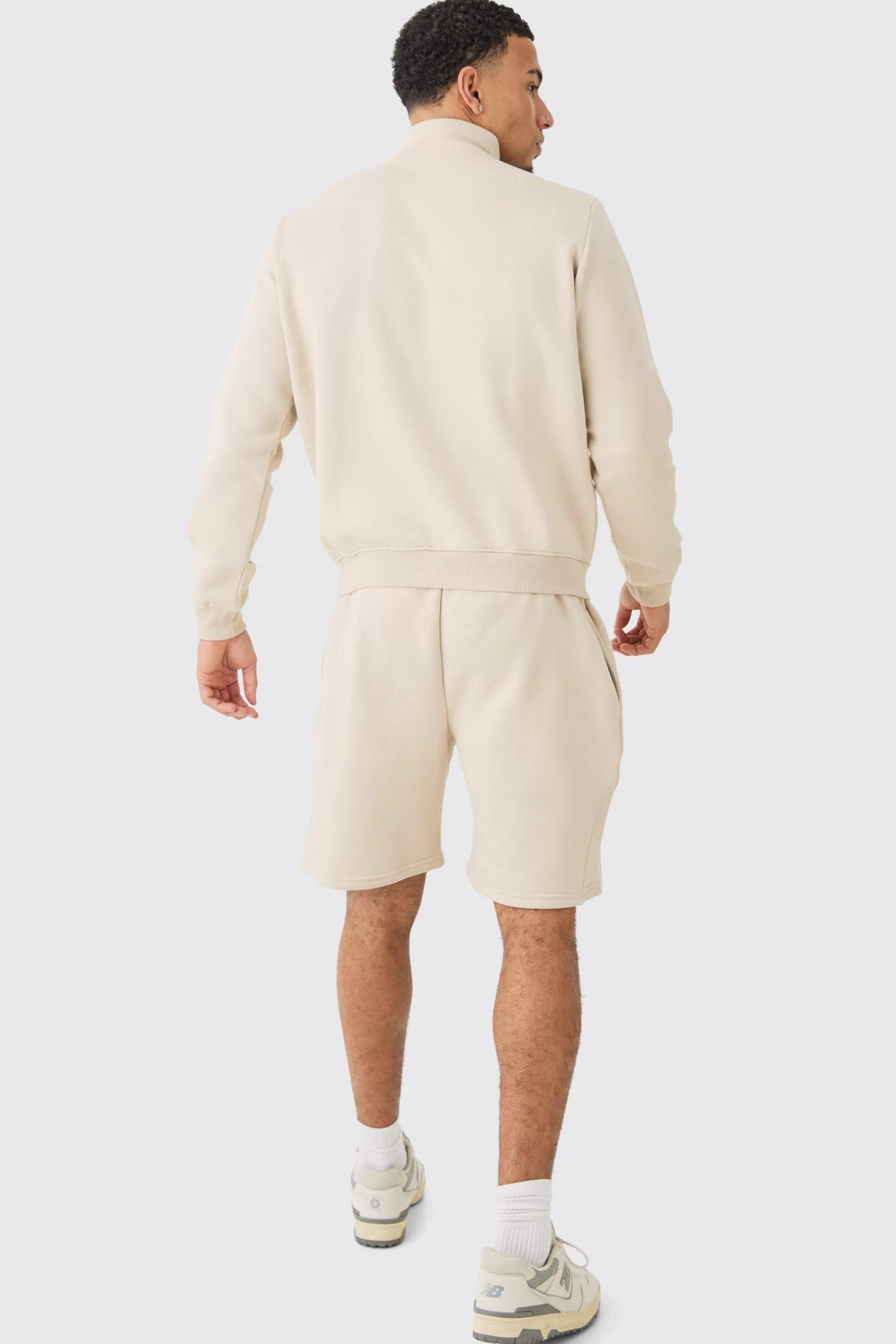 boohooMAN Regular 1/4 Zip Gusset Short Tracksuit | UK