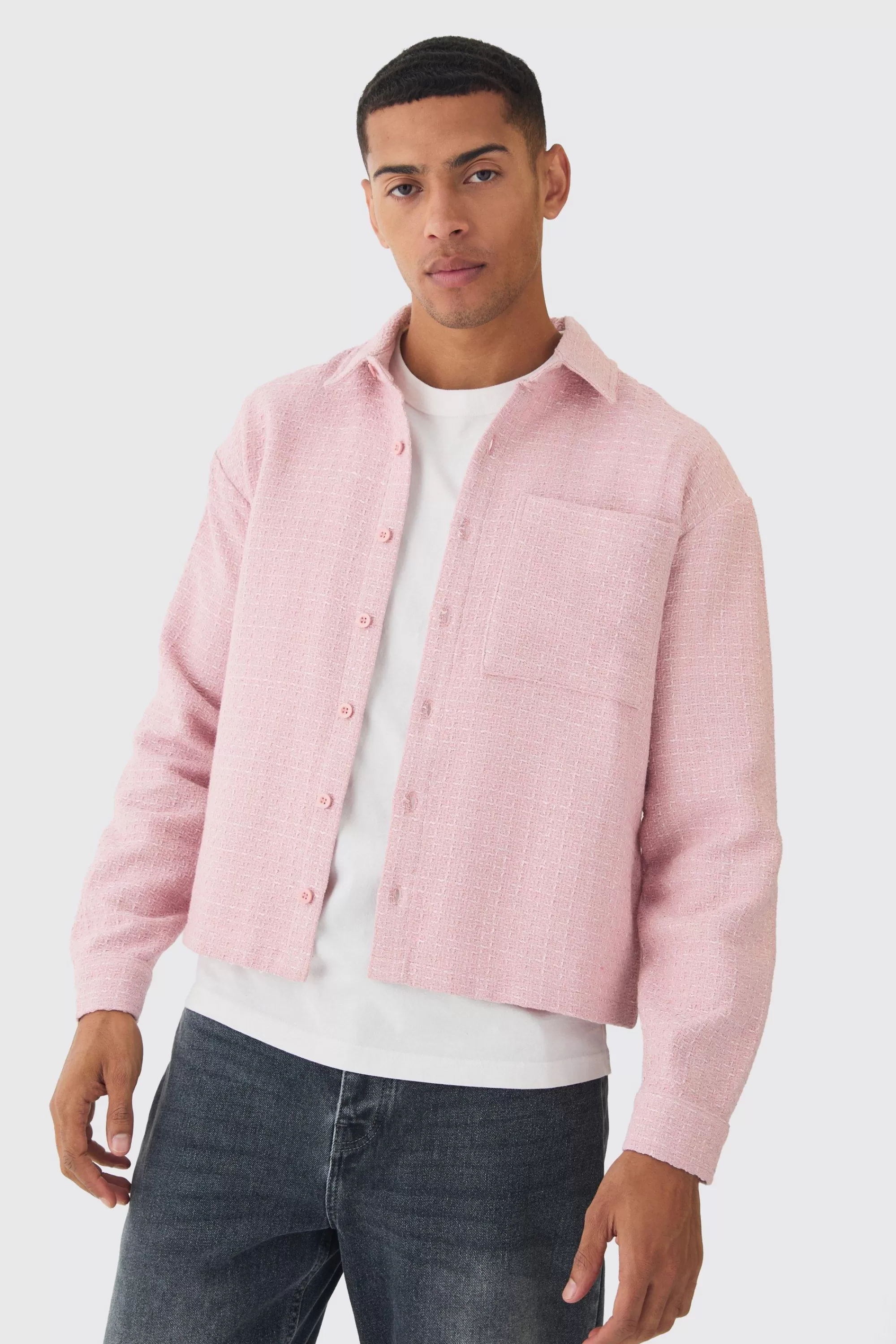 boohooMAN Regular Boucle Overshirt | UK