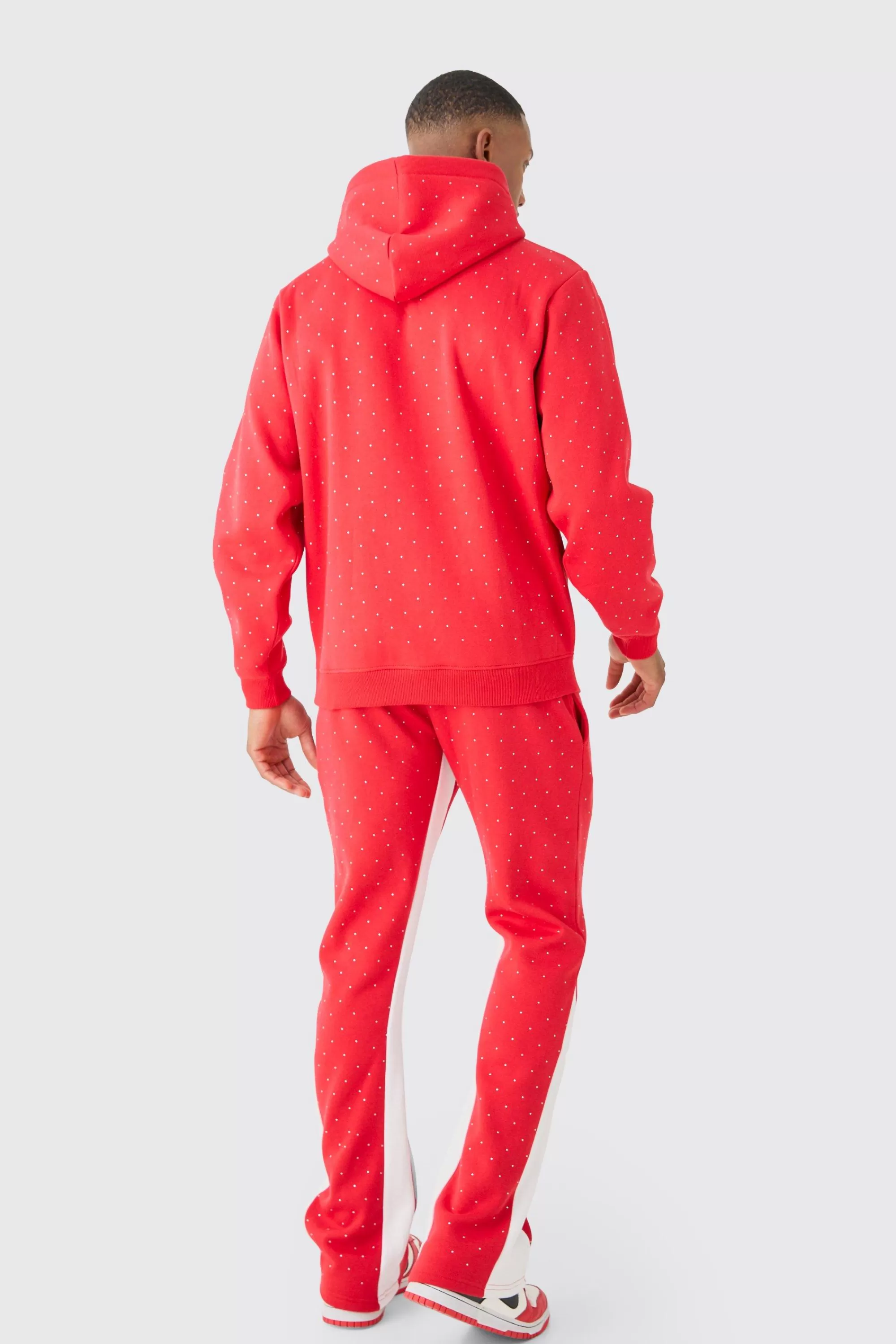 boohooMAN Regular Fit All Over Rhinestone Official Tracksuit | UK