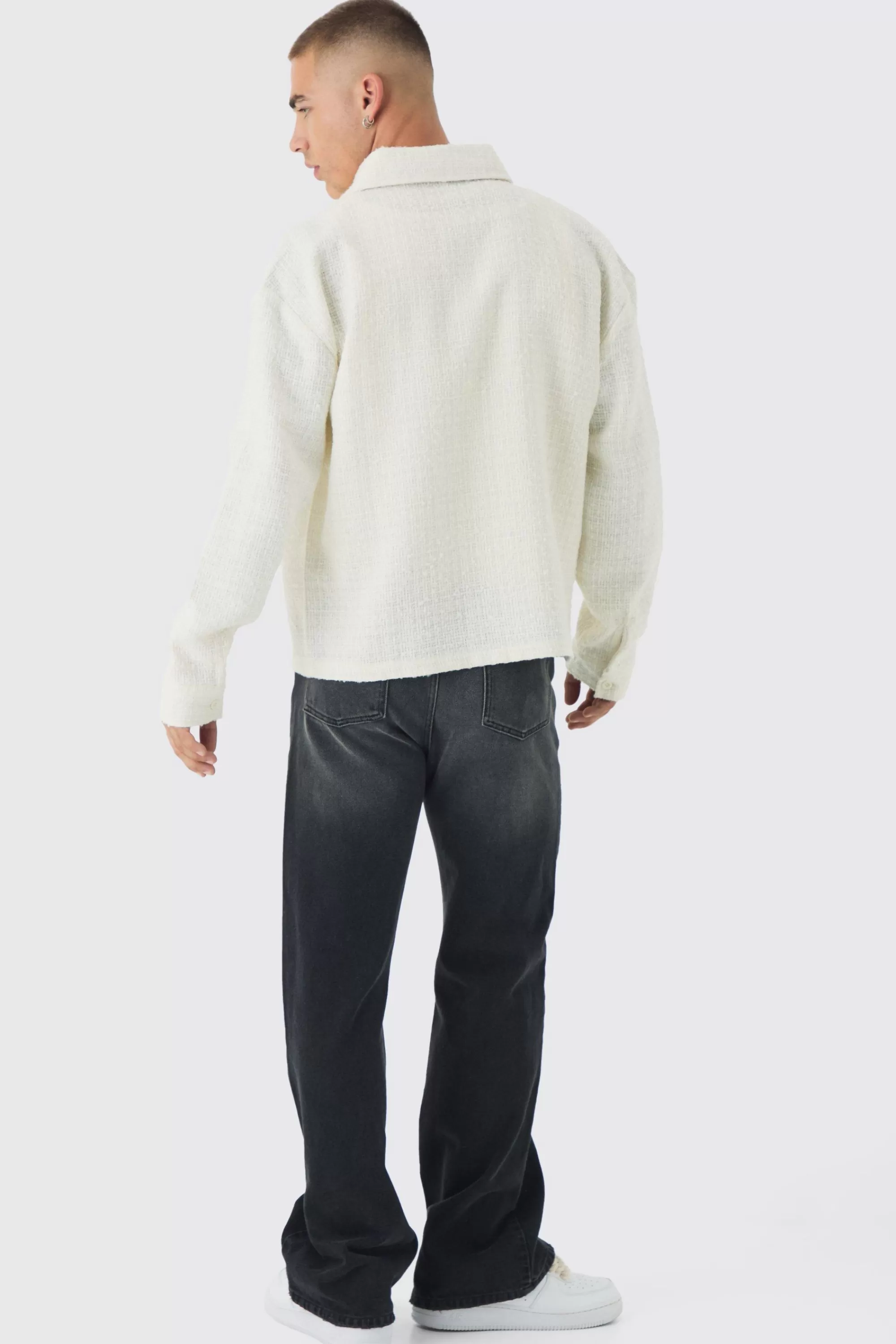 boohooMAN Regular Fit Boucle Overshirt | UK