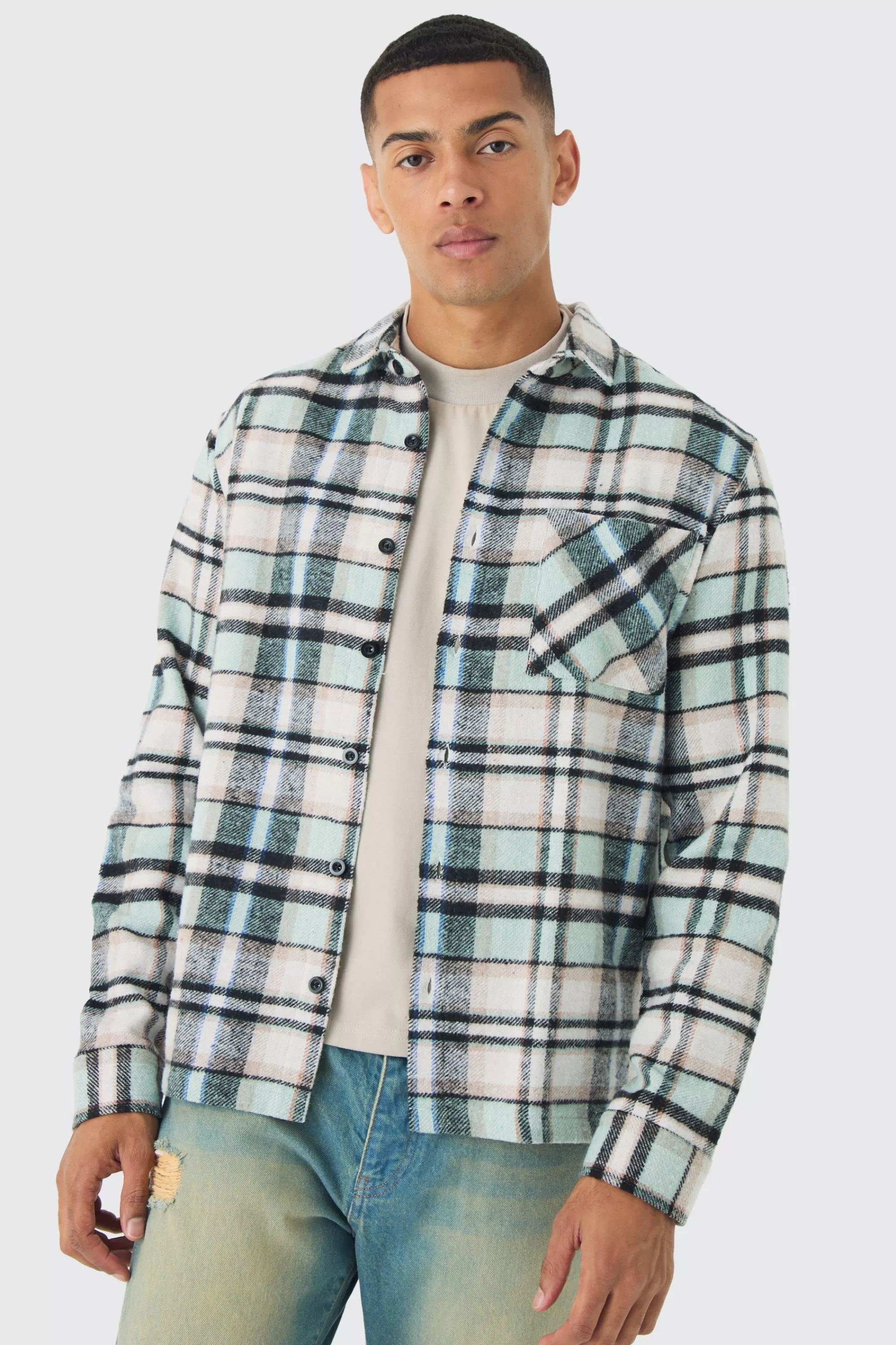 boohooMAN Regular Fit Checked Shirt | UK