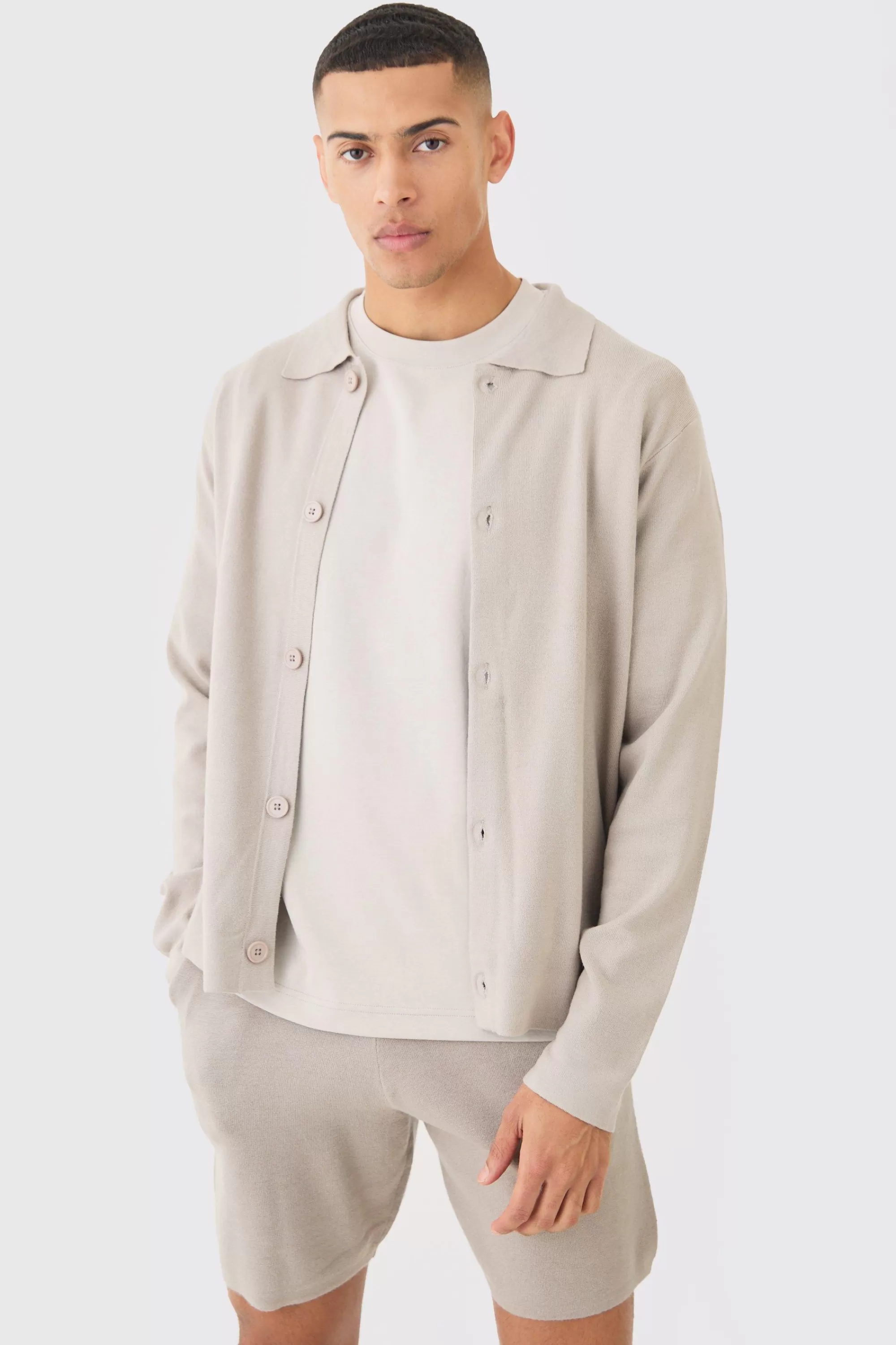 boohooMAN Regular Fit Knitted Harrington Cardigan | UK