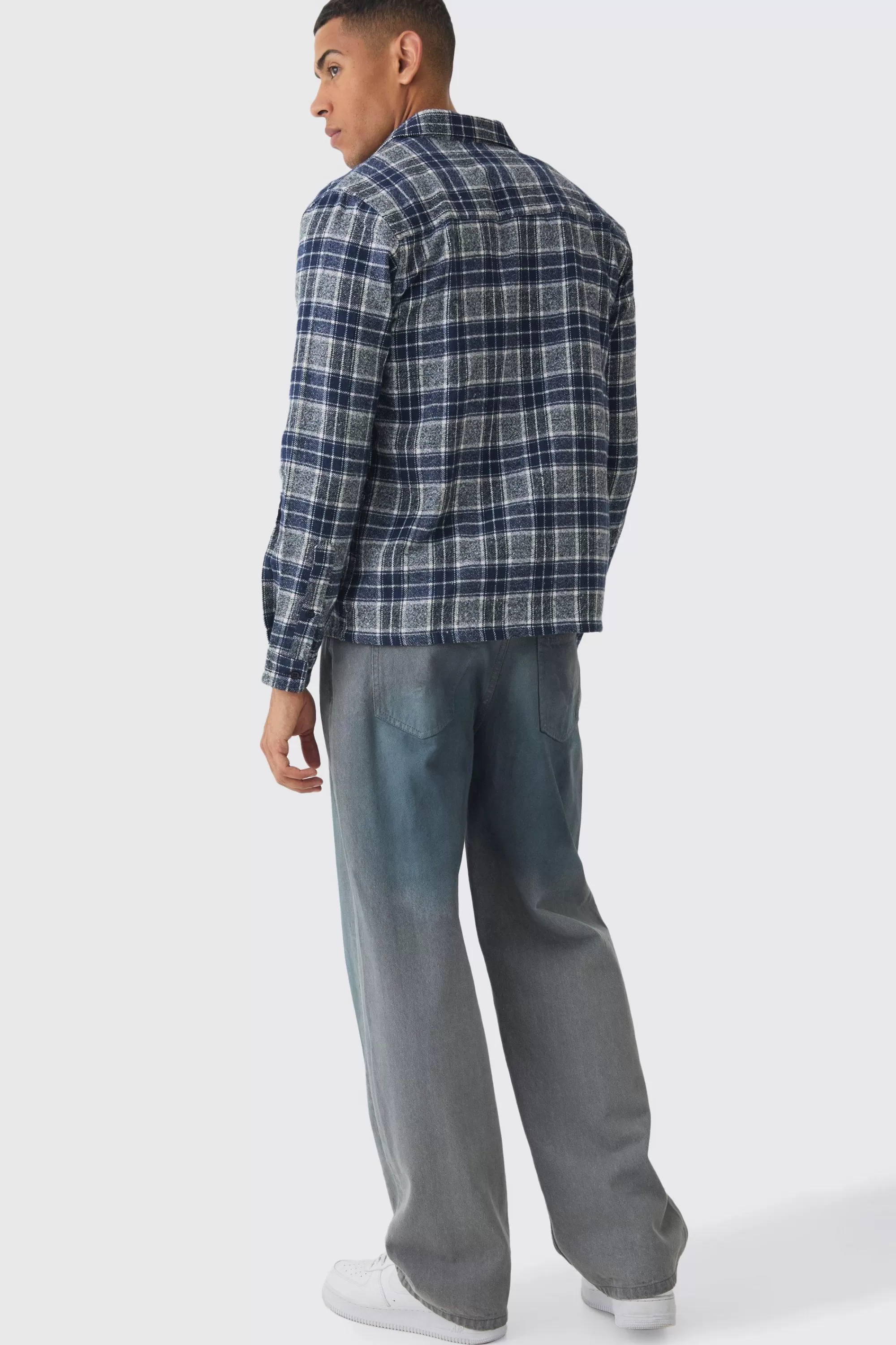 boohooMAN Regular Fit Long Sleeve Check Shirt | UK