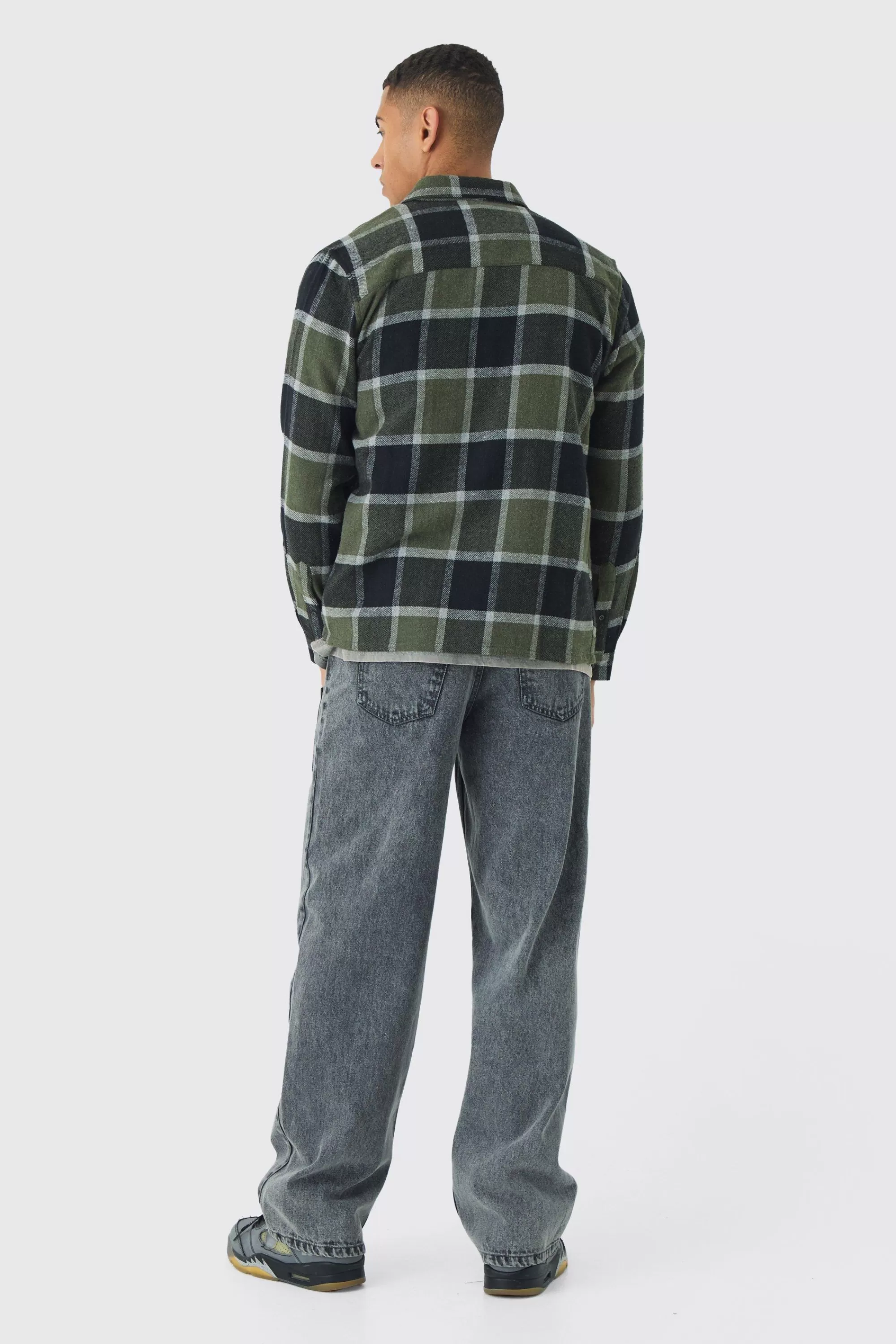 boohooMAN Regular Fit Long Sleeve Check Shirt | UK