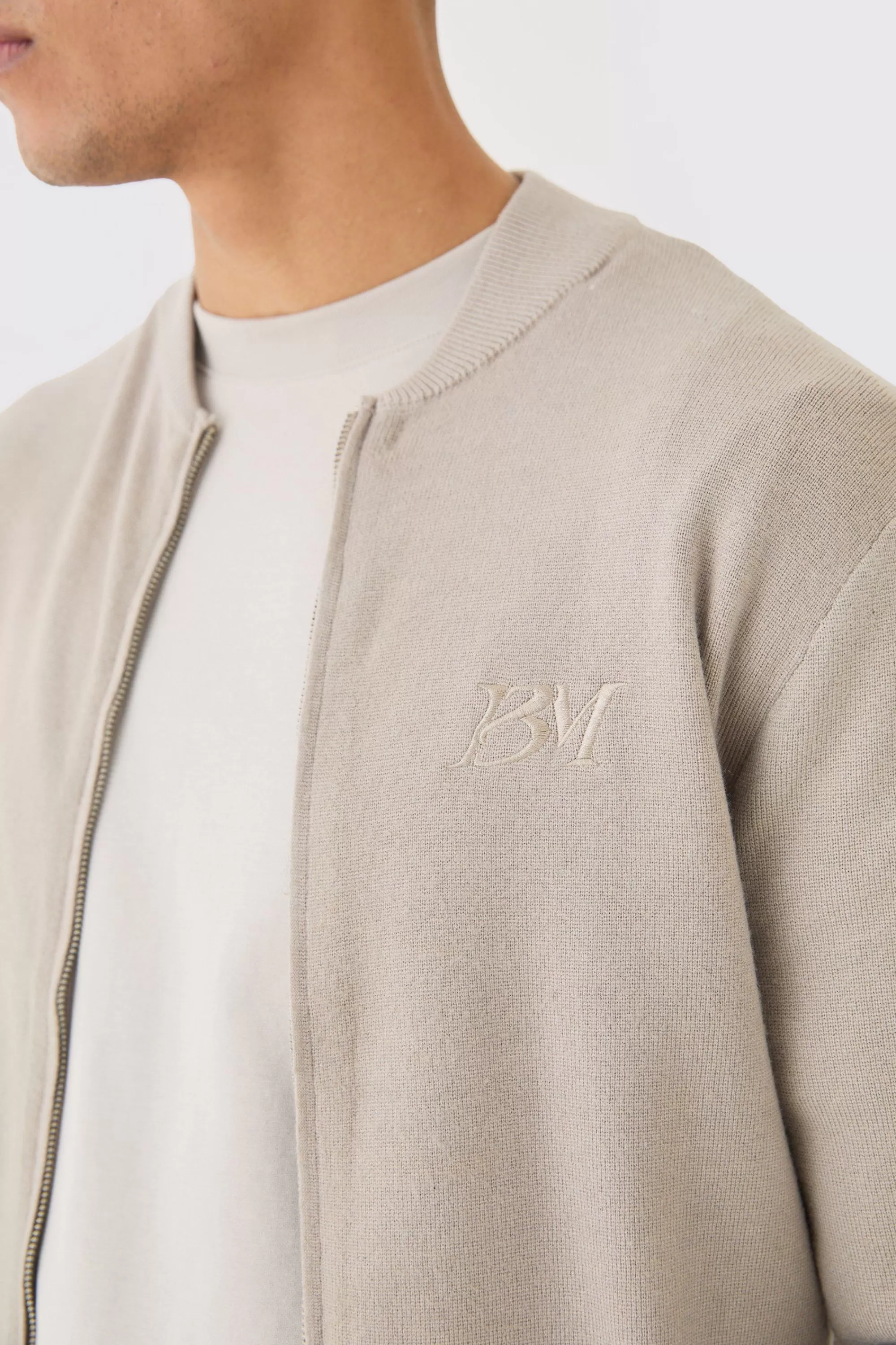 boohooMAN Regular Fit Man Branded Knitted Bomber | UK