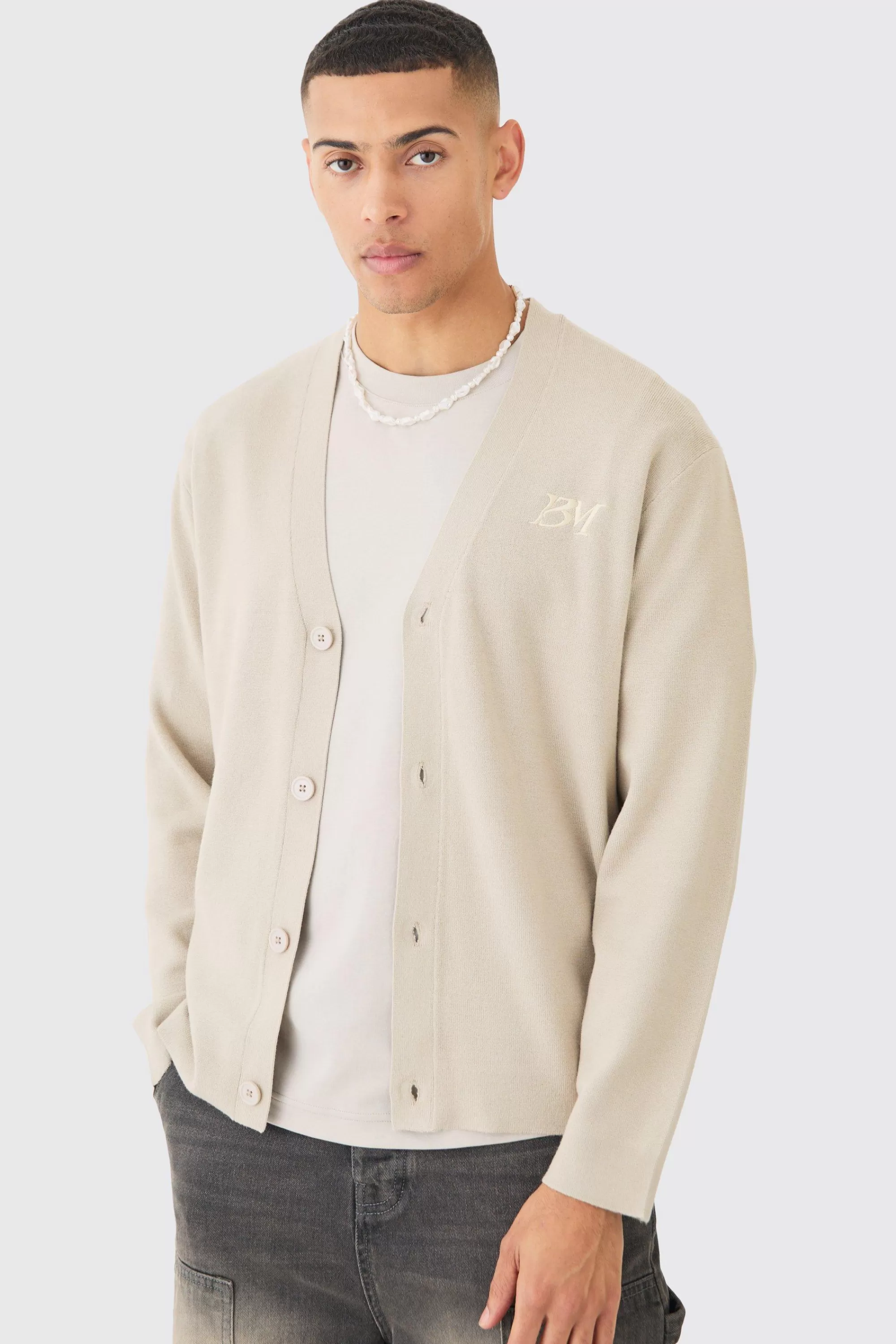 boohooMAN Regular Fit Man Branded Knitted Cardigan | UK