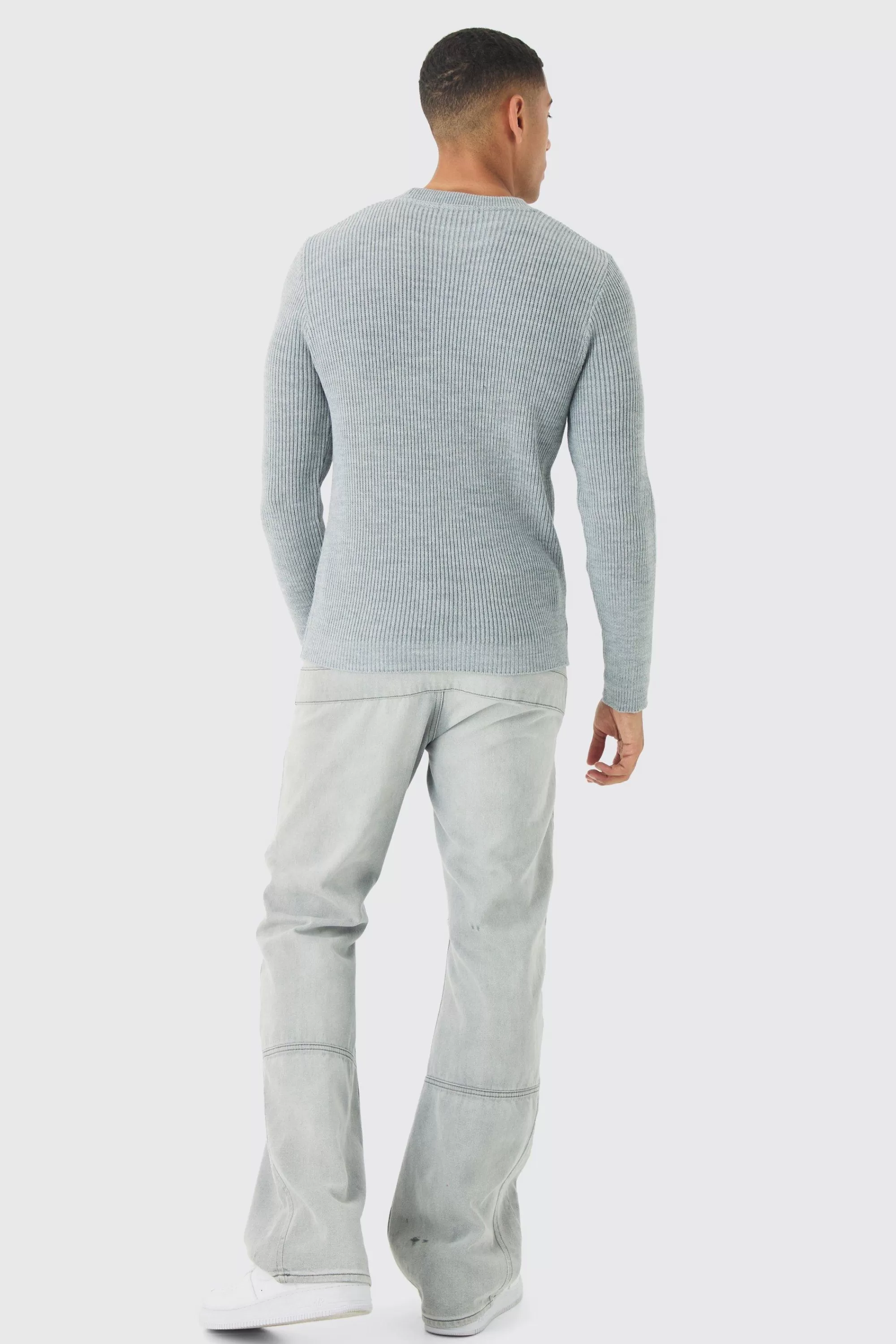 boohooMAN Regular Fit Rib Knit Jumper | UK
