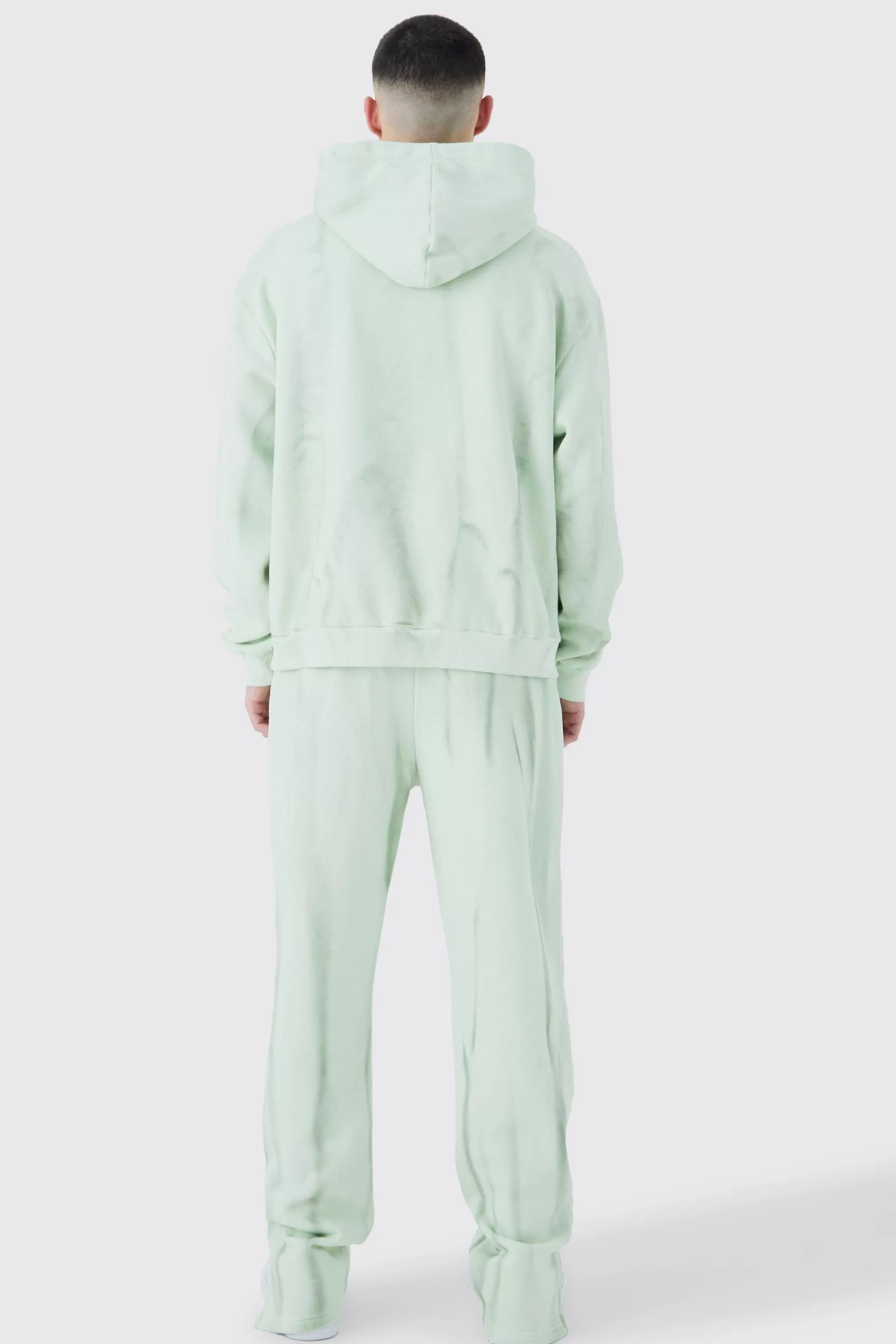 boohooMAN Regular Fit Split Hem Ombre Spray Wash Jogger | UK