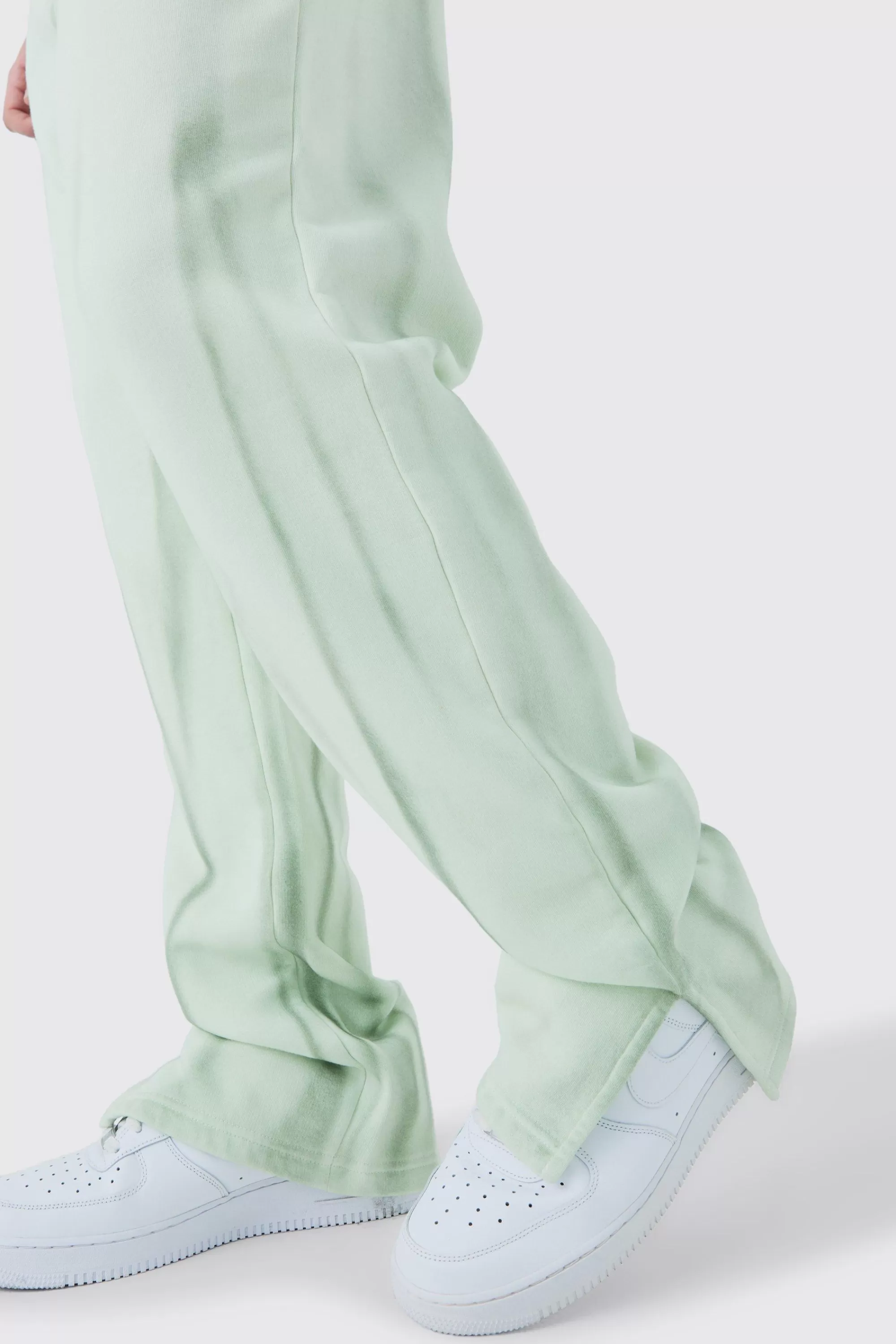 boohooMAN Regular Fit Split Hem Ombre Spray Wash Jogger | UK