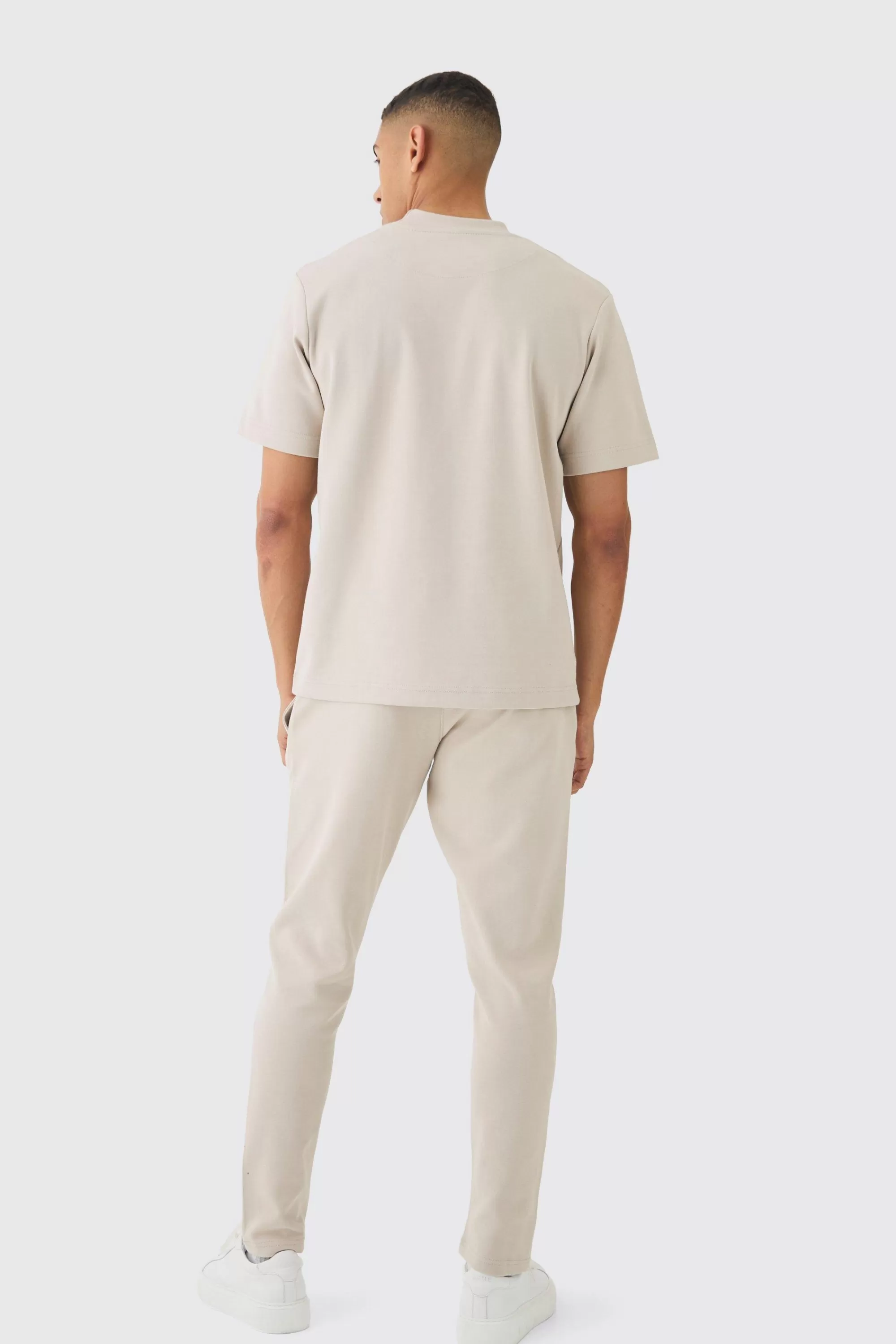 boohooMAN Regular Interlock T-shirt And Jogger Set | UK