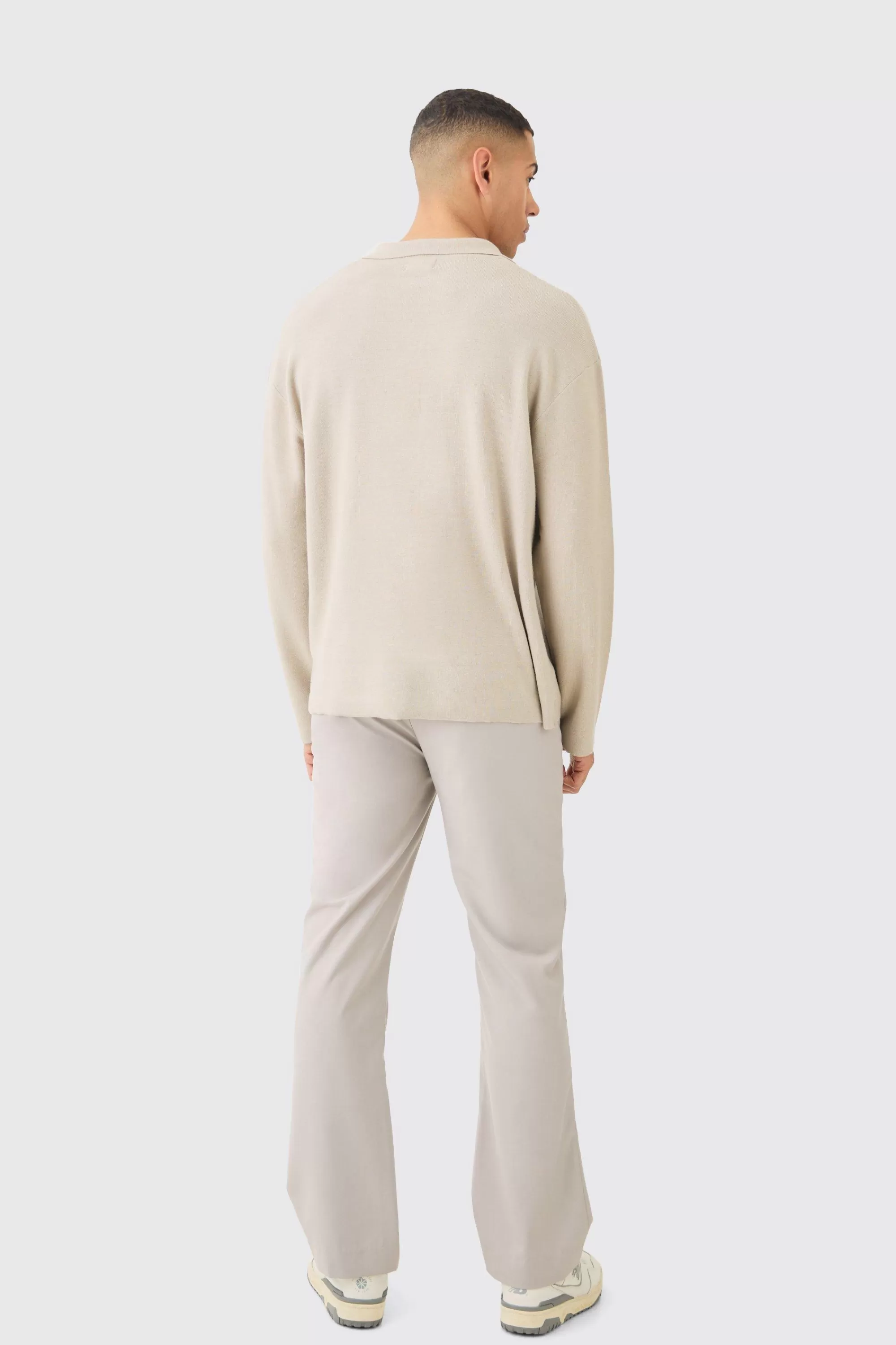 boohooMAN Regular Long Sleeve Knitted Revere Polo | UK