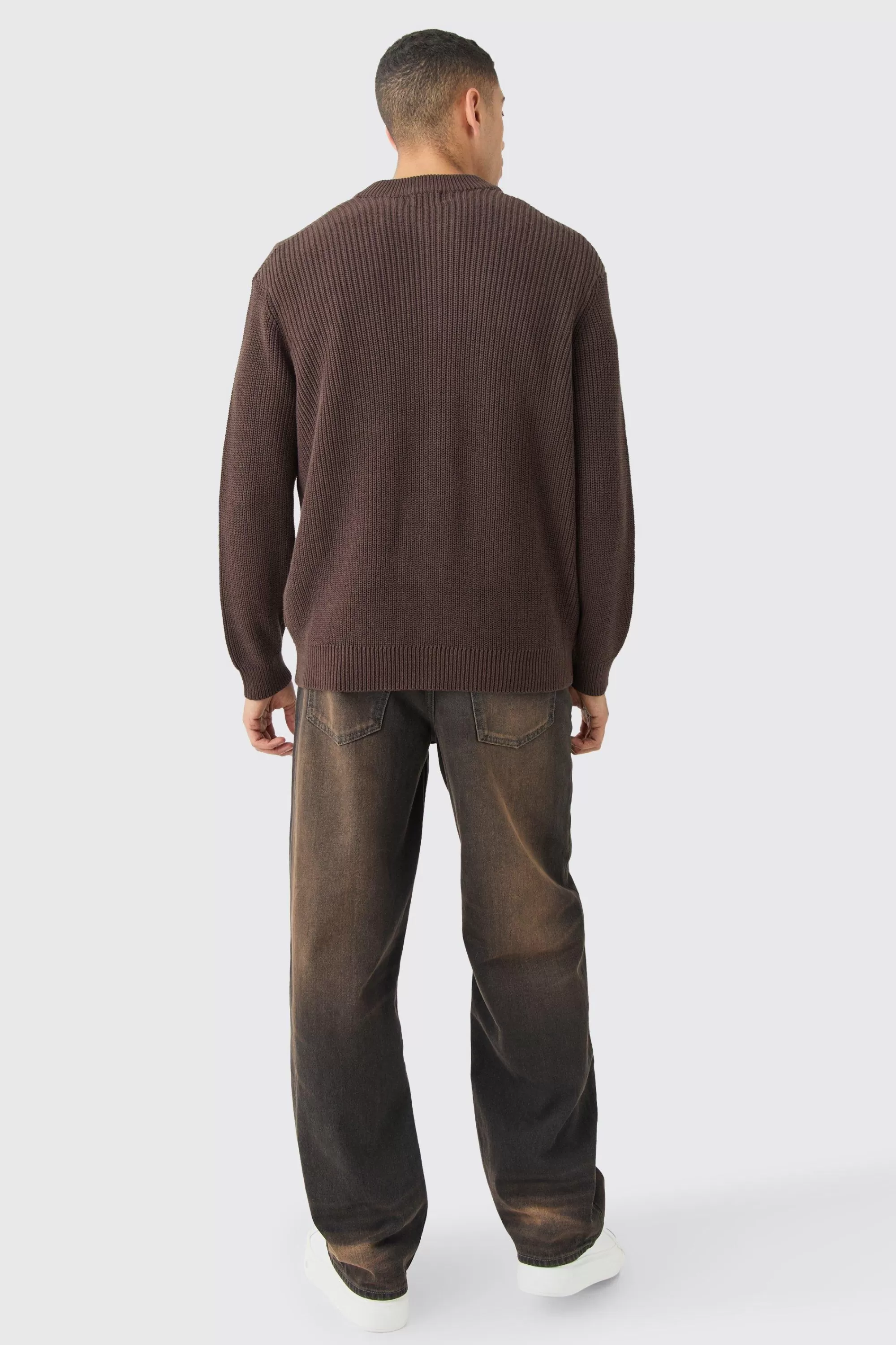 boohooMAN Regular Ribbed Fisherman Knit Bomber | UK
