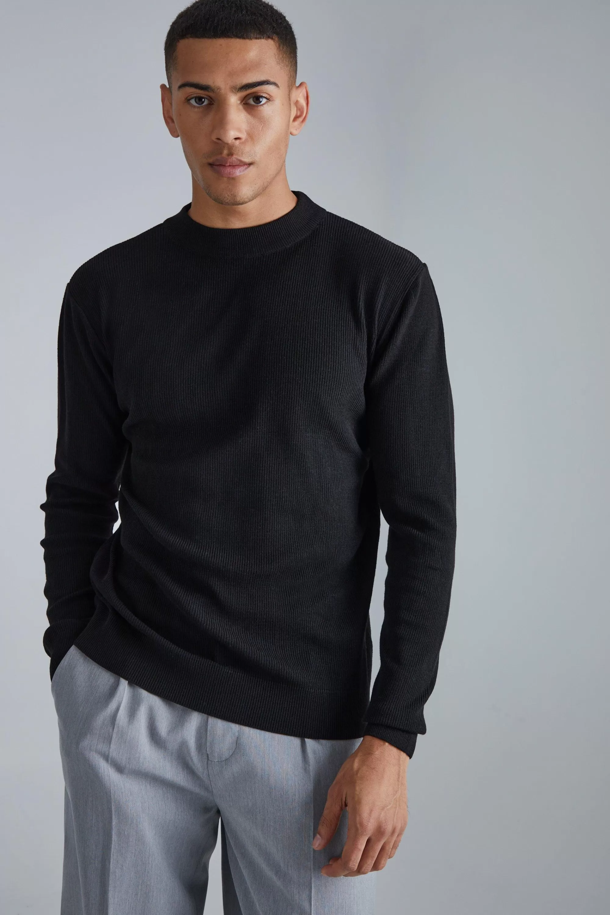 boohooMAN Regular Turtle Neck Ribbed Jumper | UK
