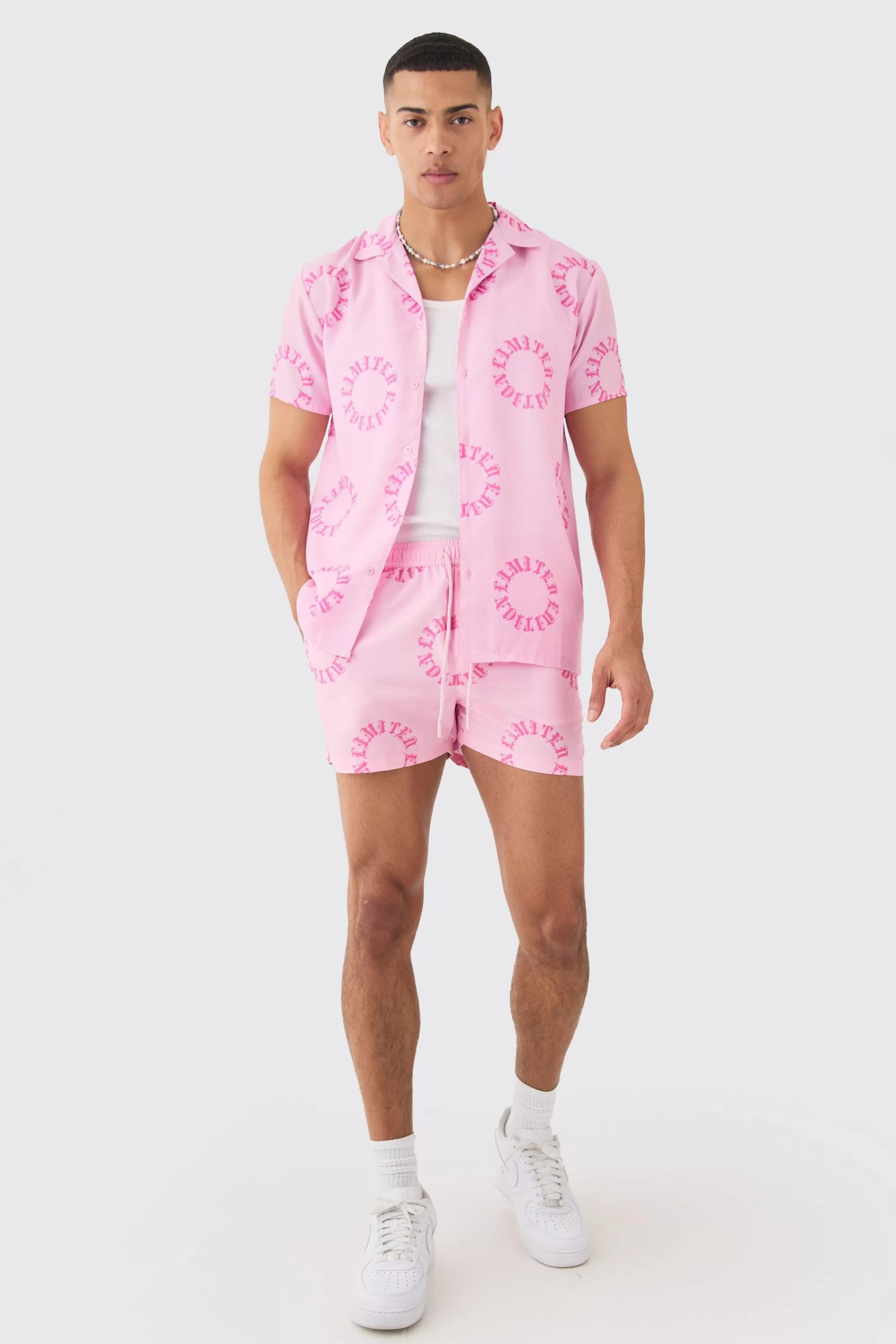 boohooMAN Regular Worldwide Shirt & Swim Short Set | UK