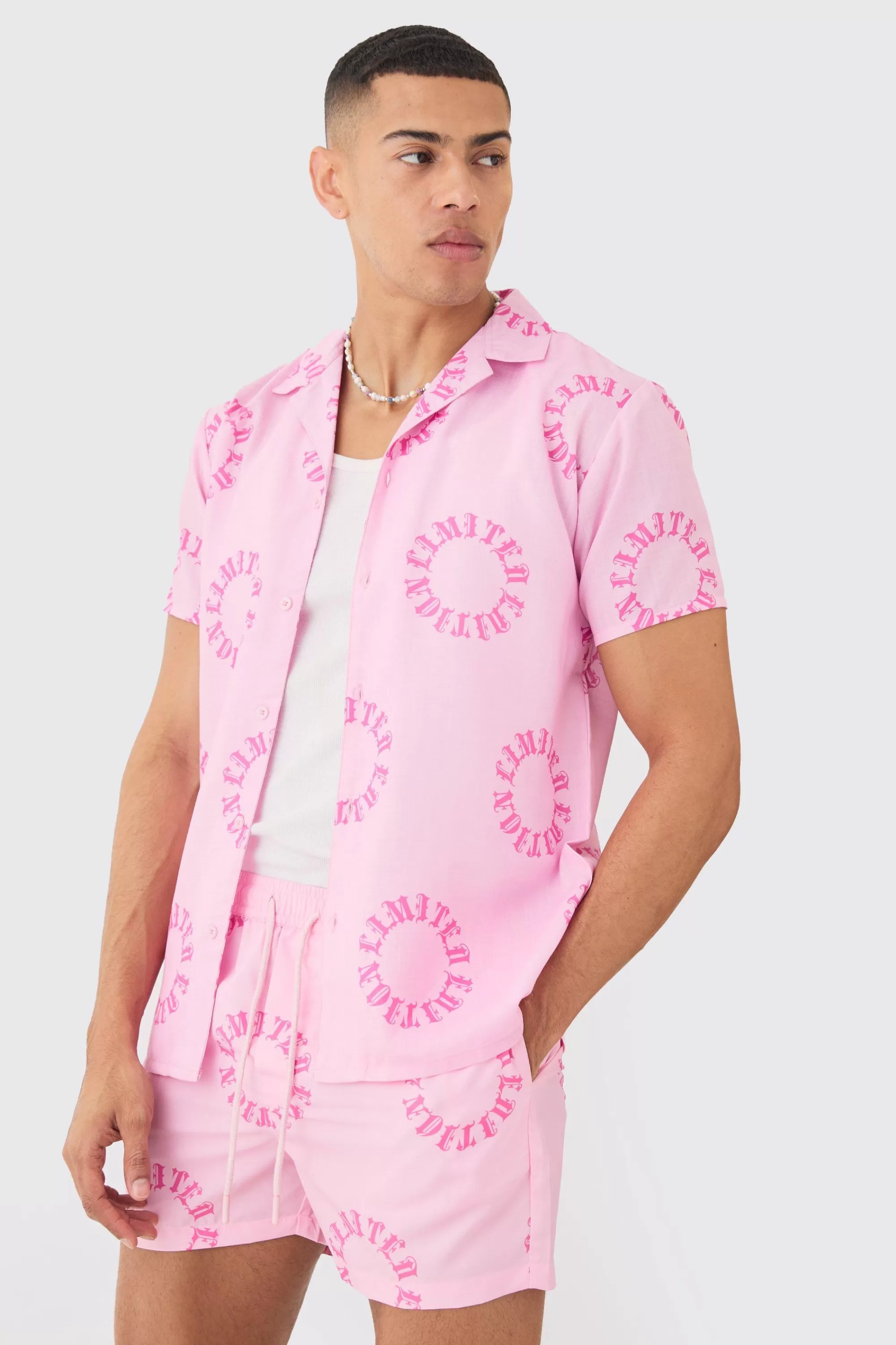 boohooMAN Regular Worldwide Shirt & Swim Short Set | UK