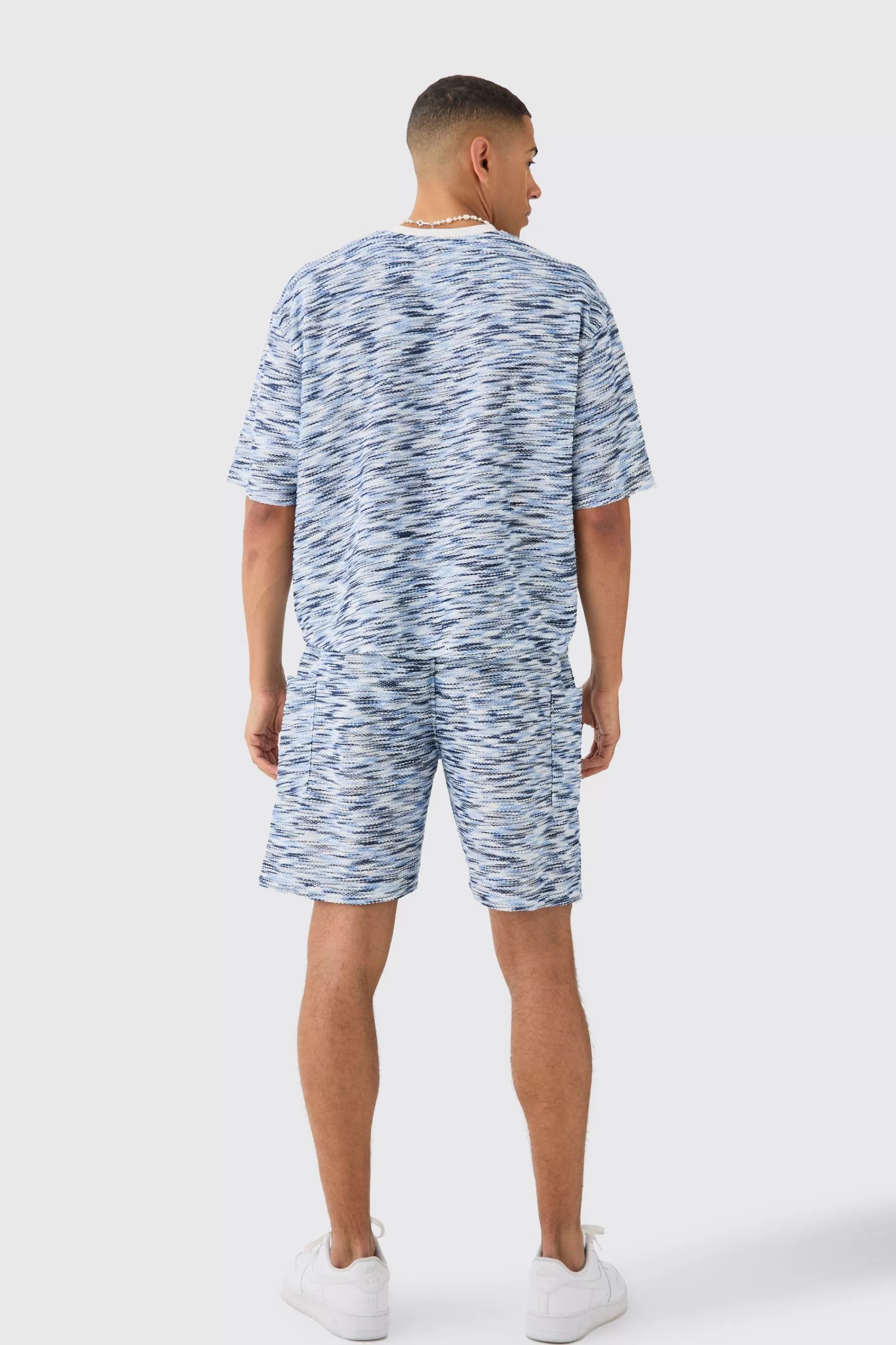 boohooMAN Relaxed Boucle Slub Short Length Short | UK