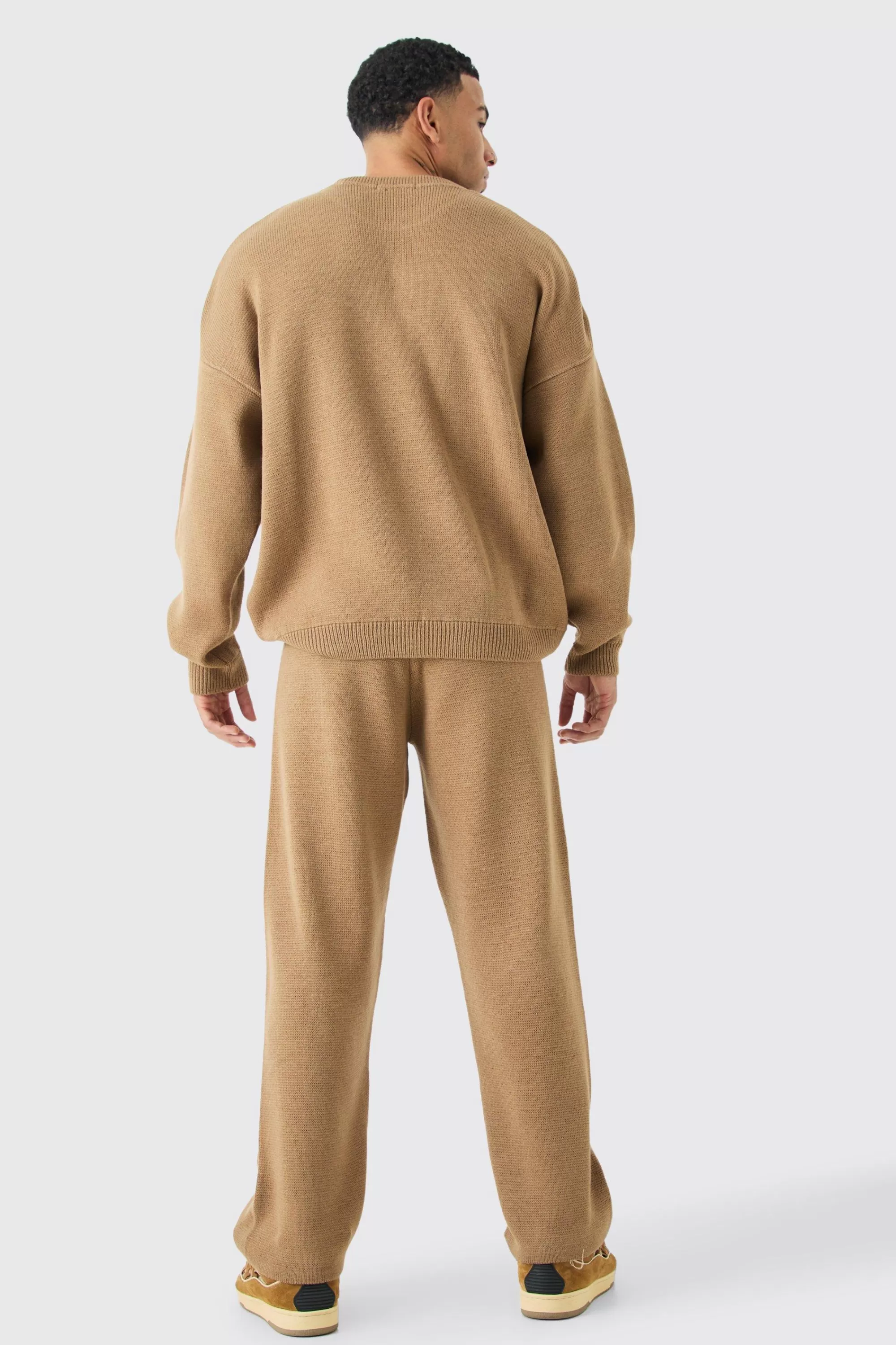 boohooMAN Relaxed Branded Knit Trouser | UK